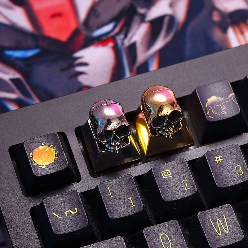 Pure copper skull, unique and niche metal keycaps, metal decorative keycaps, mechanical keyboard art keycaps