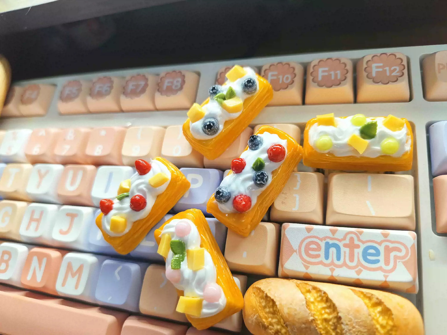 Food Collection, Handmade Resin Clay, Stone Plastic Clay, Personalized Keycaps, Artisankeycaps, Mechanical Keyboard Decorative Keycaps.