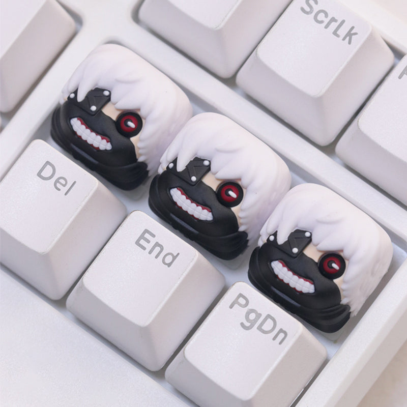 Tokyo Ghoul,Kaneki Ken, Multi colored resin molded personalized keycaps, keycaps around anime and game characters