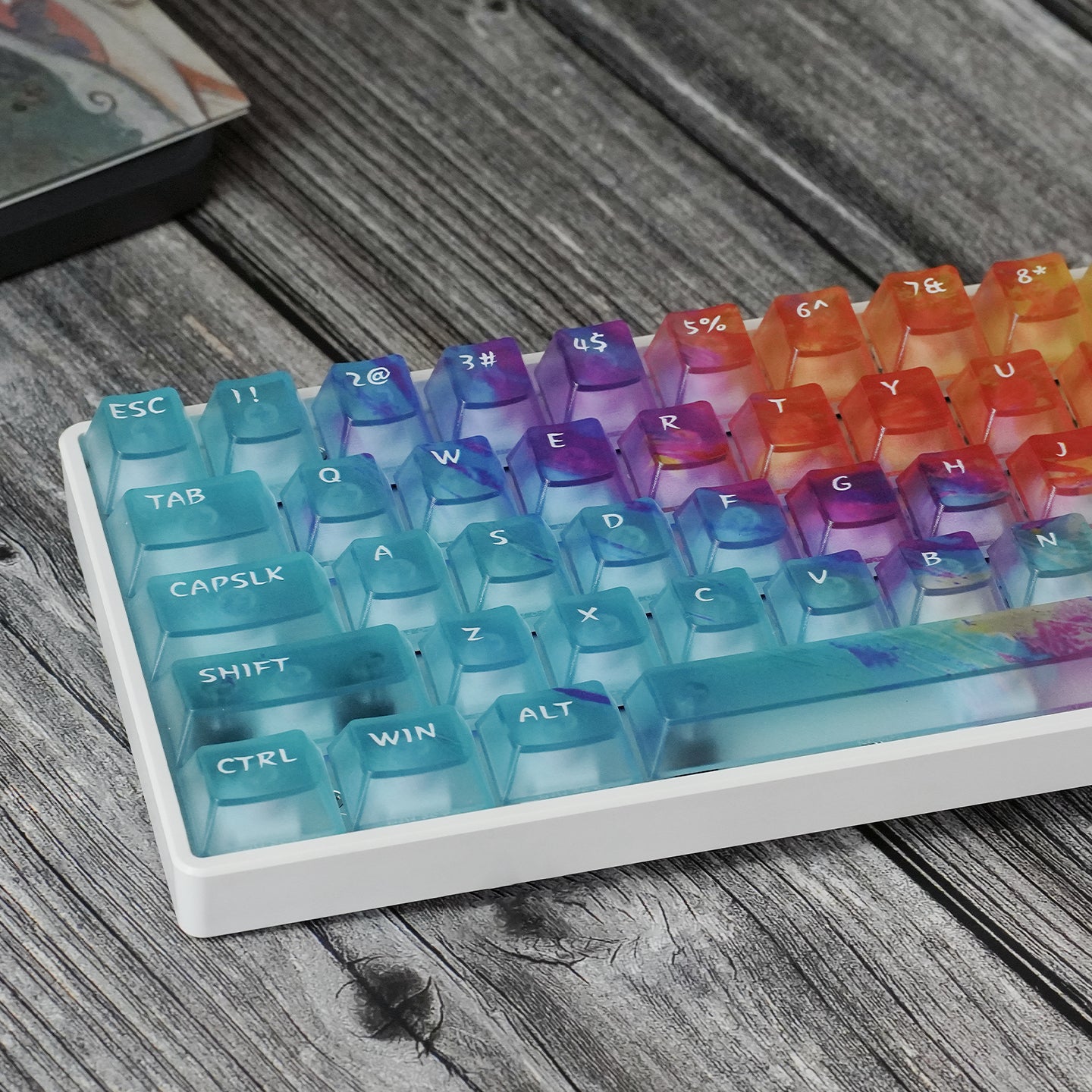 Dreamy Gradient Dyeing Series 5-sided Mist Transparent, Mechanical Keyboard Keycaps, PBT Original Factory Height