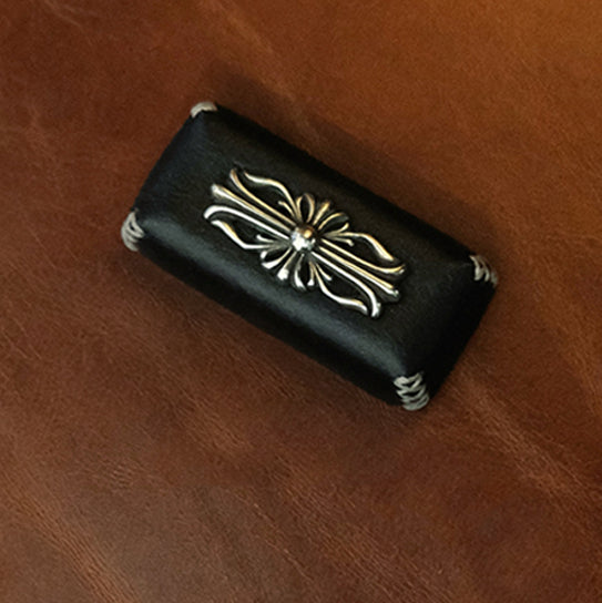 Leather sewing, resin base, Chrome Hearts, Retro style 2U backspace key personalized keycap, mechanical keyboard decorative keycap