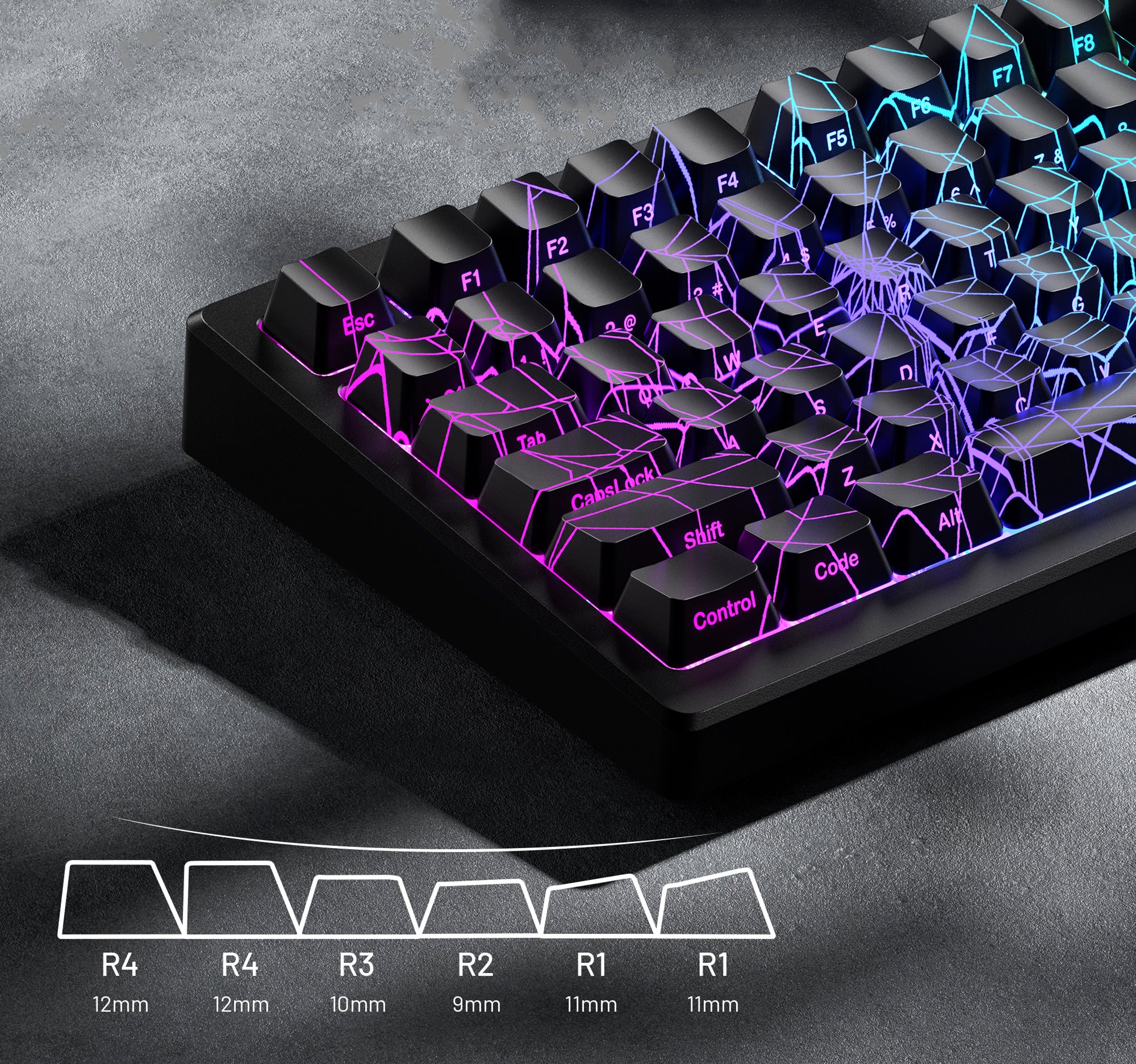 Translucent design spider web keycap side engraving translucent customized keycap IMD process kit keycap