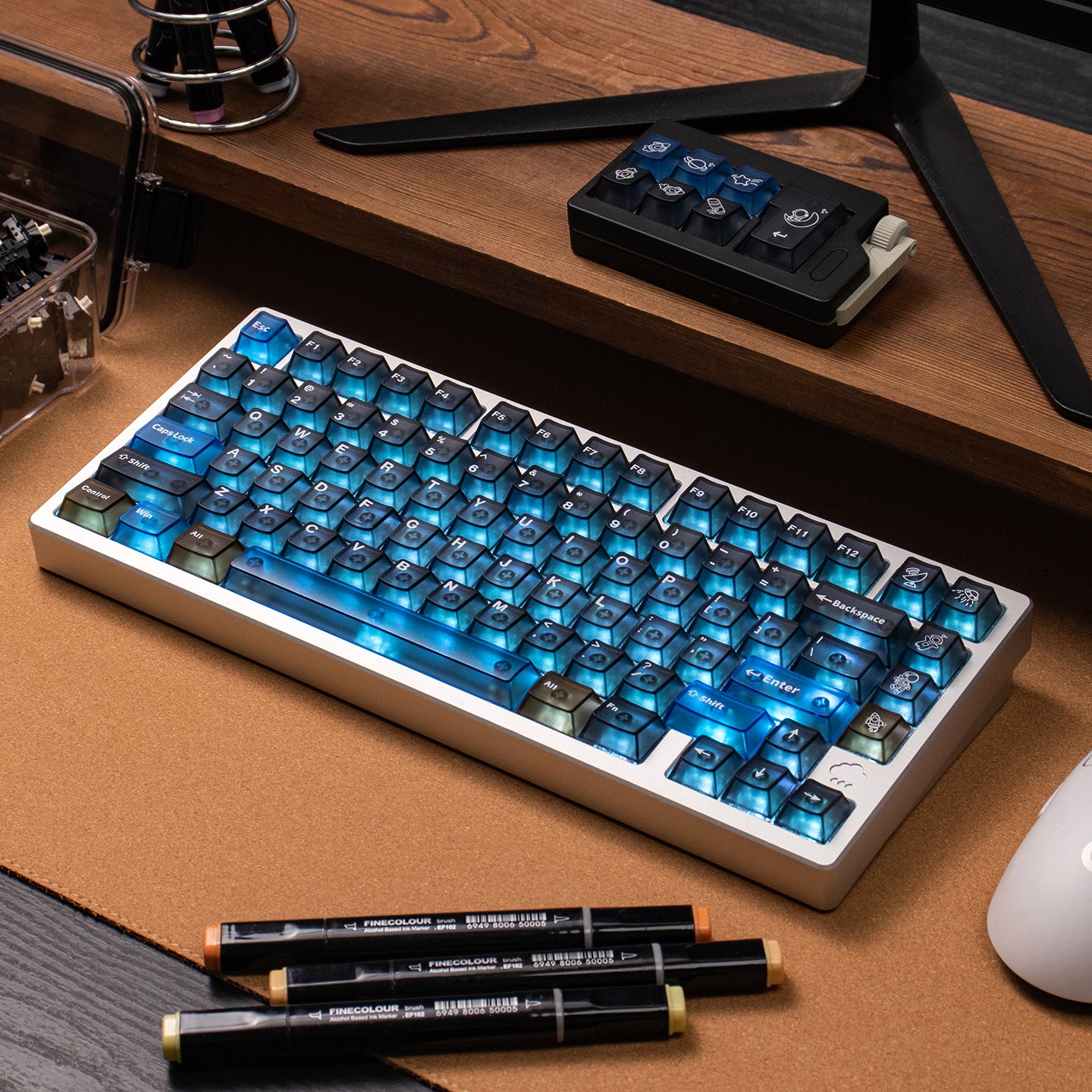 Interstellar themed keycap set, five sided frosted translucent PC keycap personalized customization PBT heat sublimation factory height