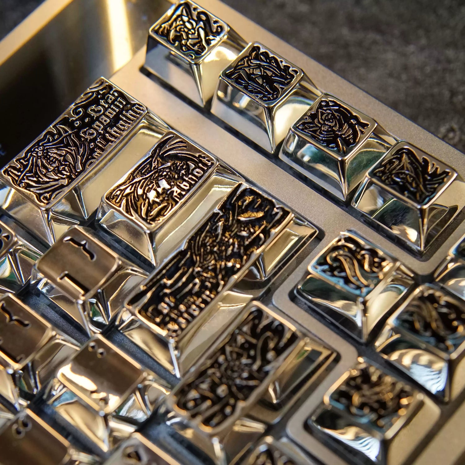 Ancient God theme, metal keycap set, peripheral personalized keycap set(Silver version)