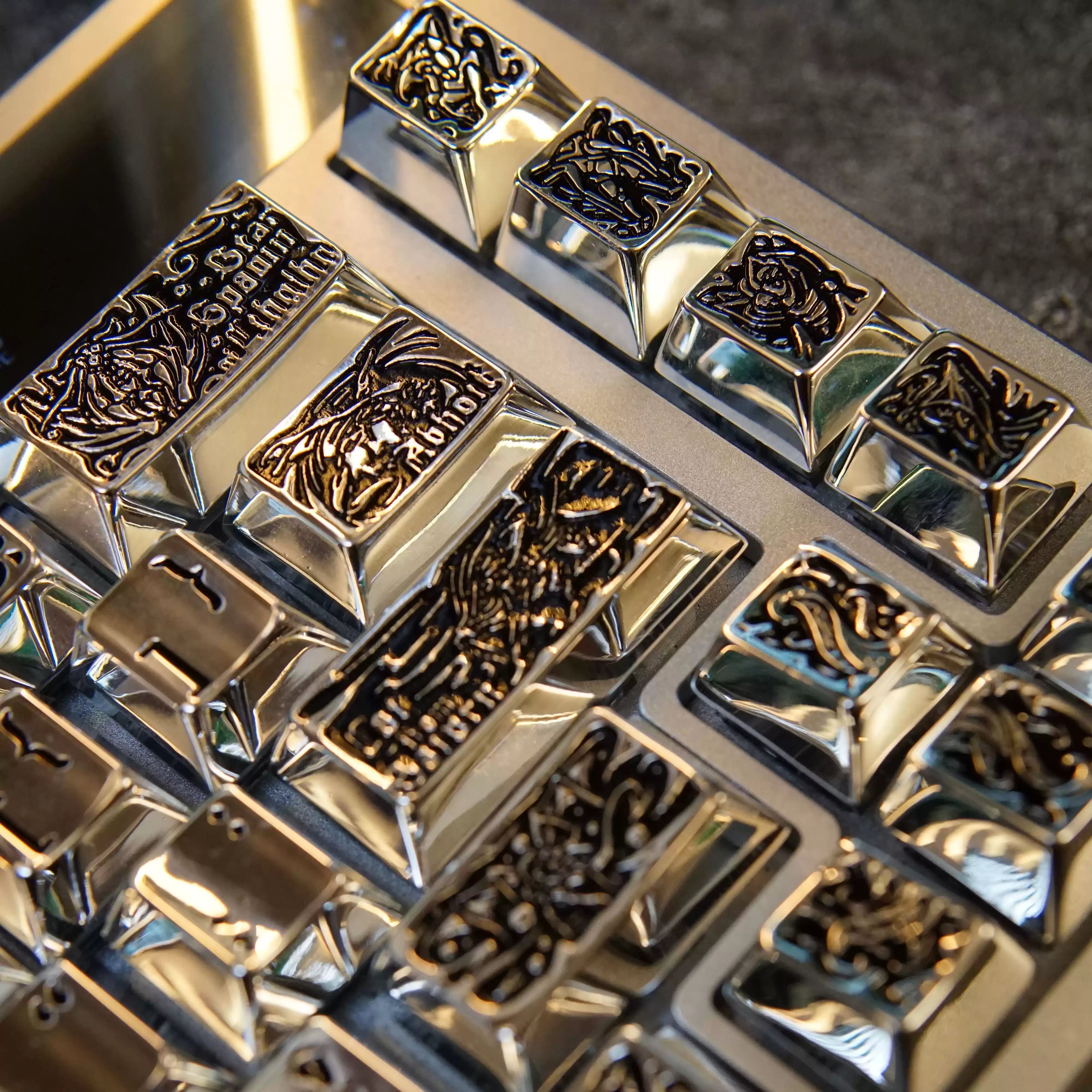 Ancient God theme, metal keycap set, peripheral personalized keycap set(Silver version)
