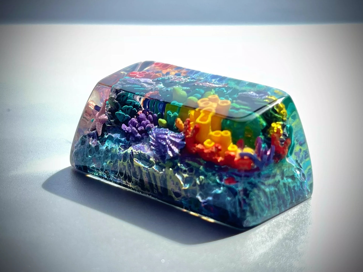 Underwater World Handmade Keycaps, Resin Personalized Keycaps, Crystal Drops of Glue Art Keycaps