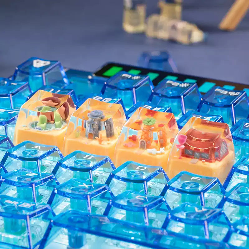 SpongeBob SquarePants Theme Series Resin Dropping Adhesive Personalized Keycaps, Artisankeycaps, Mechanical Keyboard Decorative Keycaps