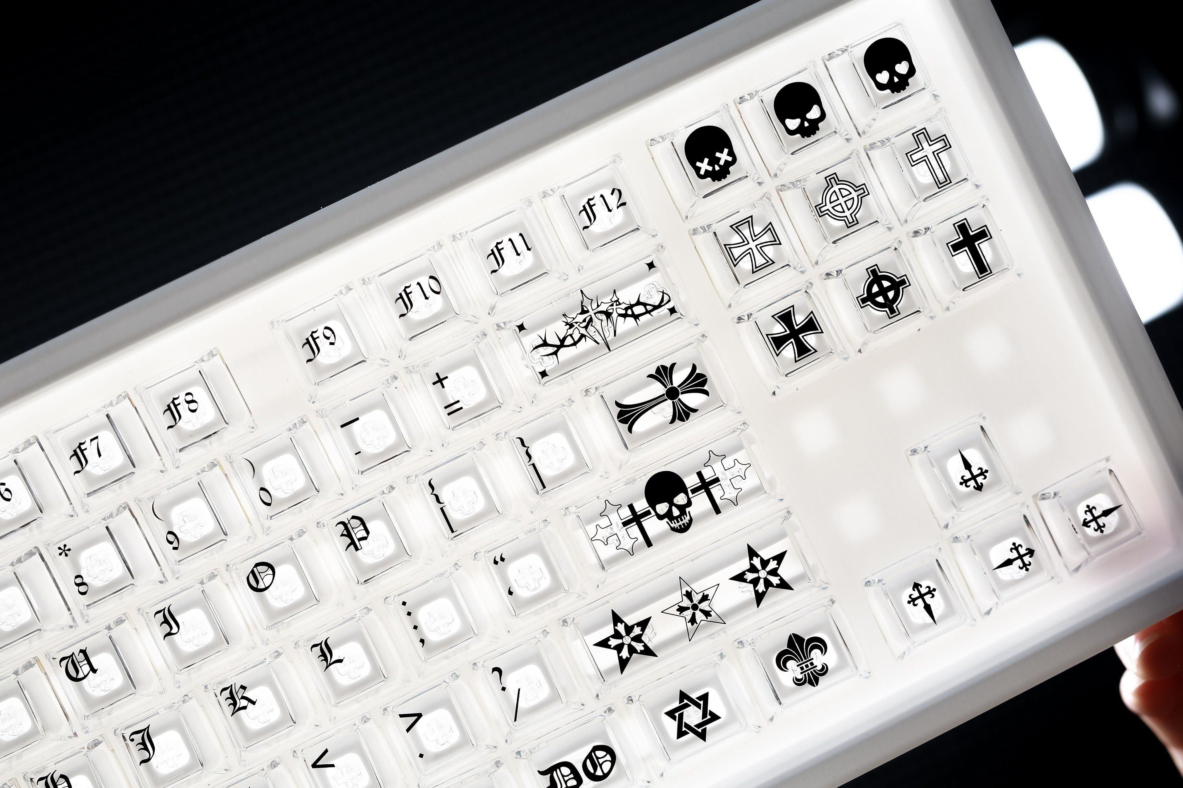 Chrome Hearts Crystal Jelly Keycaps, PC High Transparency Keycaps Transparent Theme Mechanical Keyboard Specific Keycaps, Fashion Trend Personalized Keycap Set