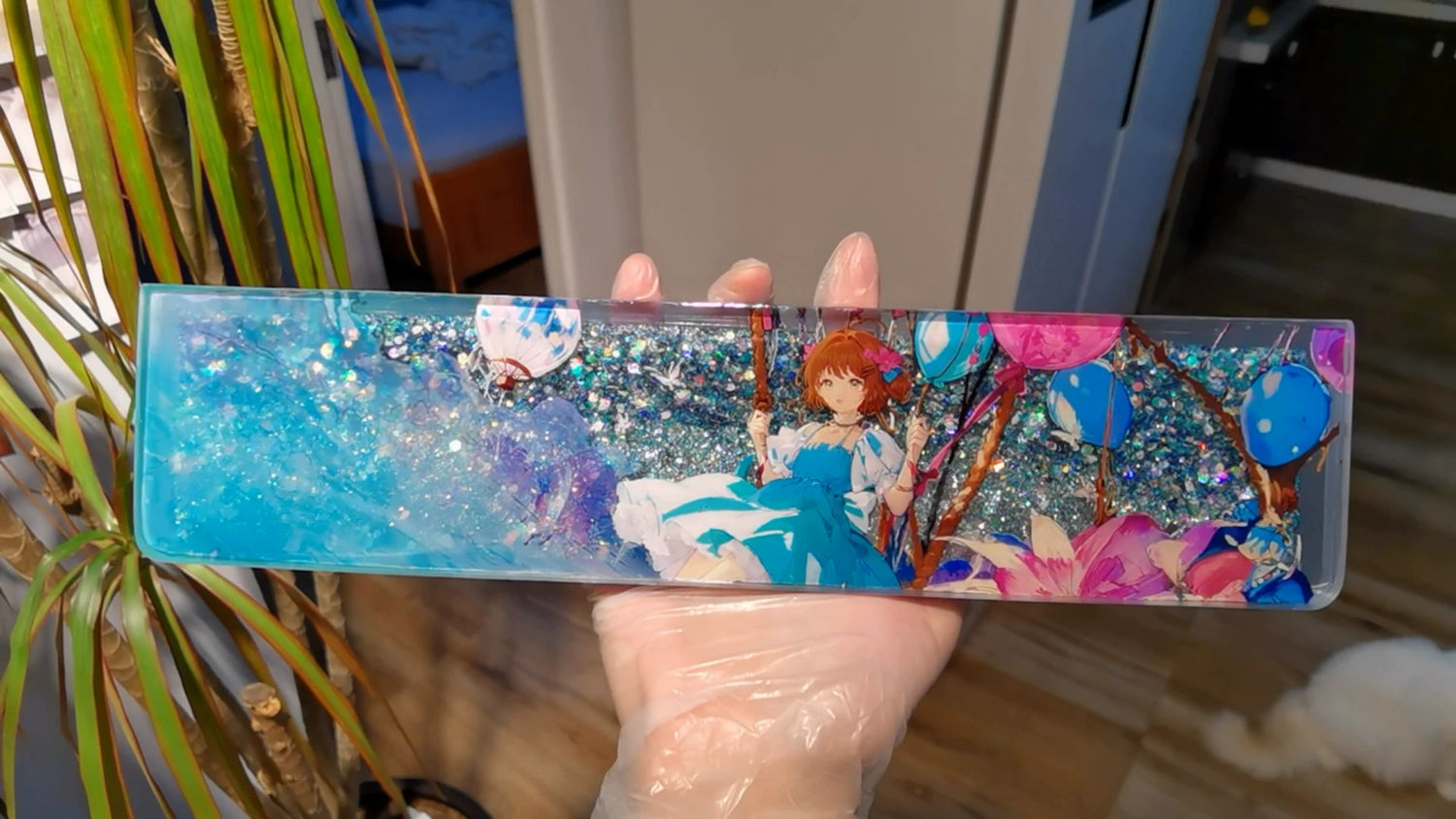 Magic Card Girl Sakura Flowing Sand Style, Keyboard Resin Hand Stand, Palm Stand, Keyboard Peripheral Accessories