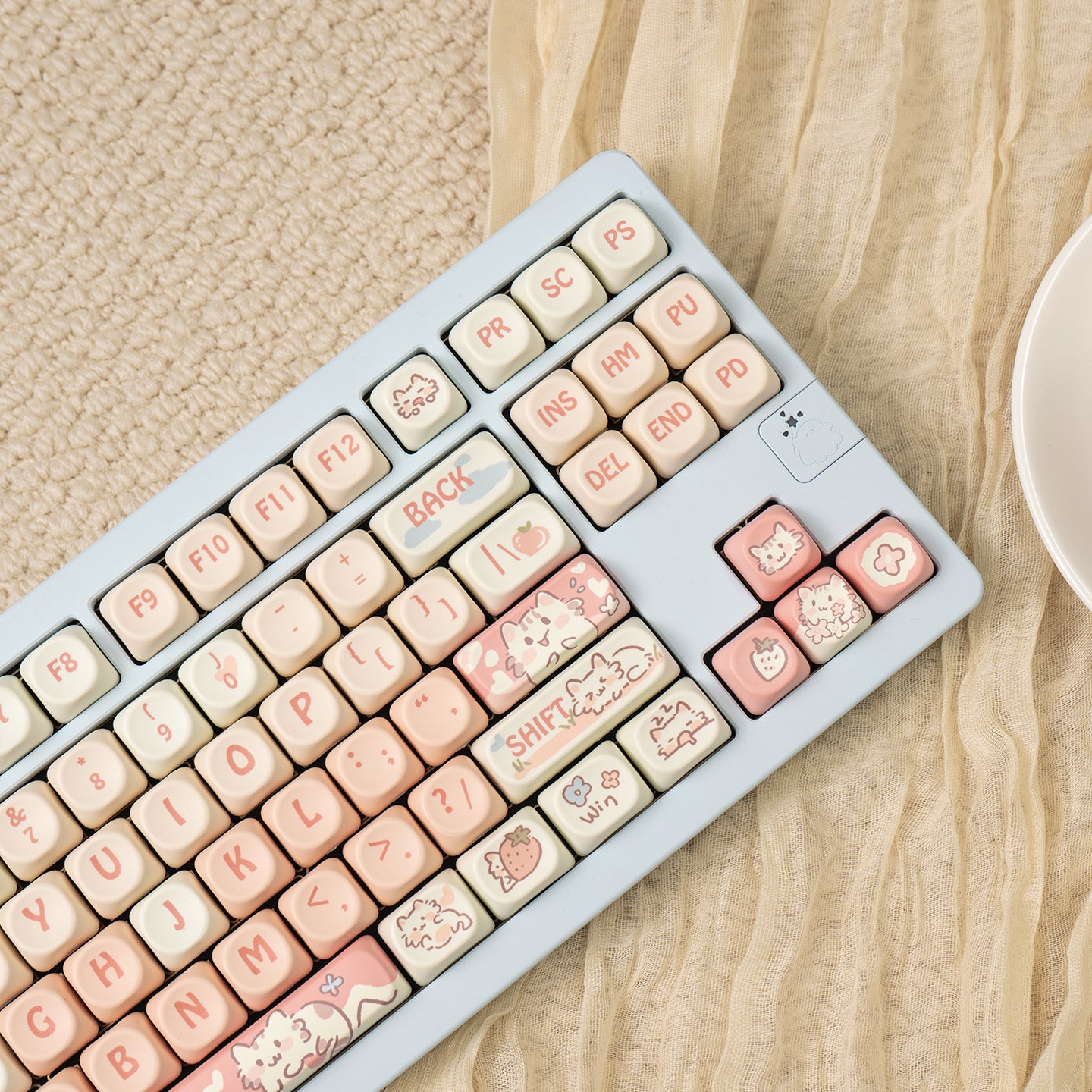 MOA height strawberry kitten magnetic axis mechanical keyboard keycap PBT thermal sublimation customization