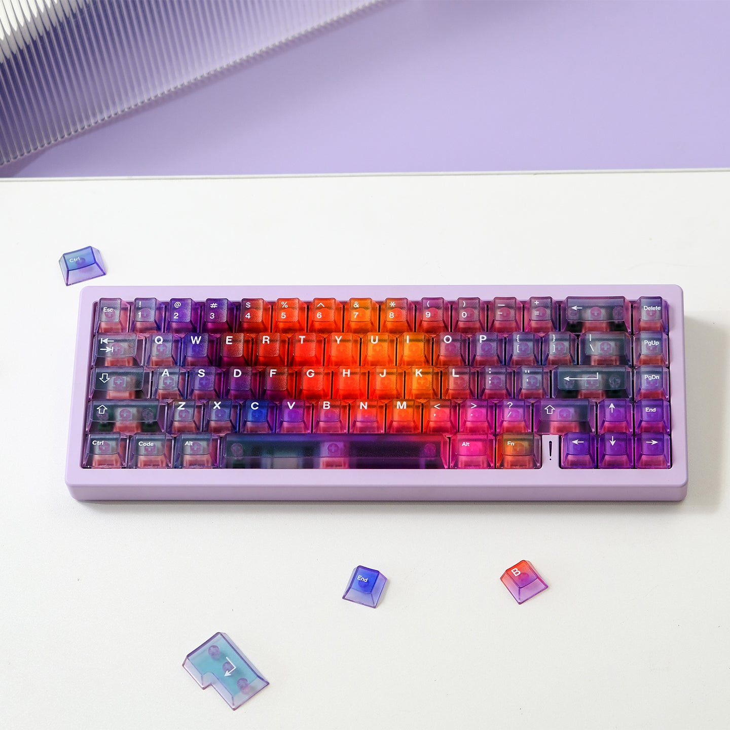 Gradient transparent PC material fog transparent keyboard keycaps customized ai3D technology factory height