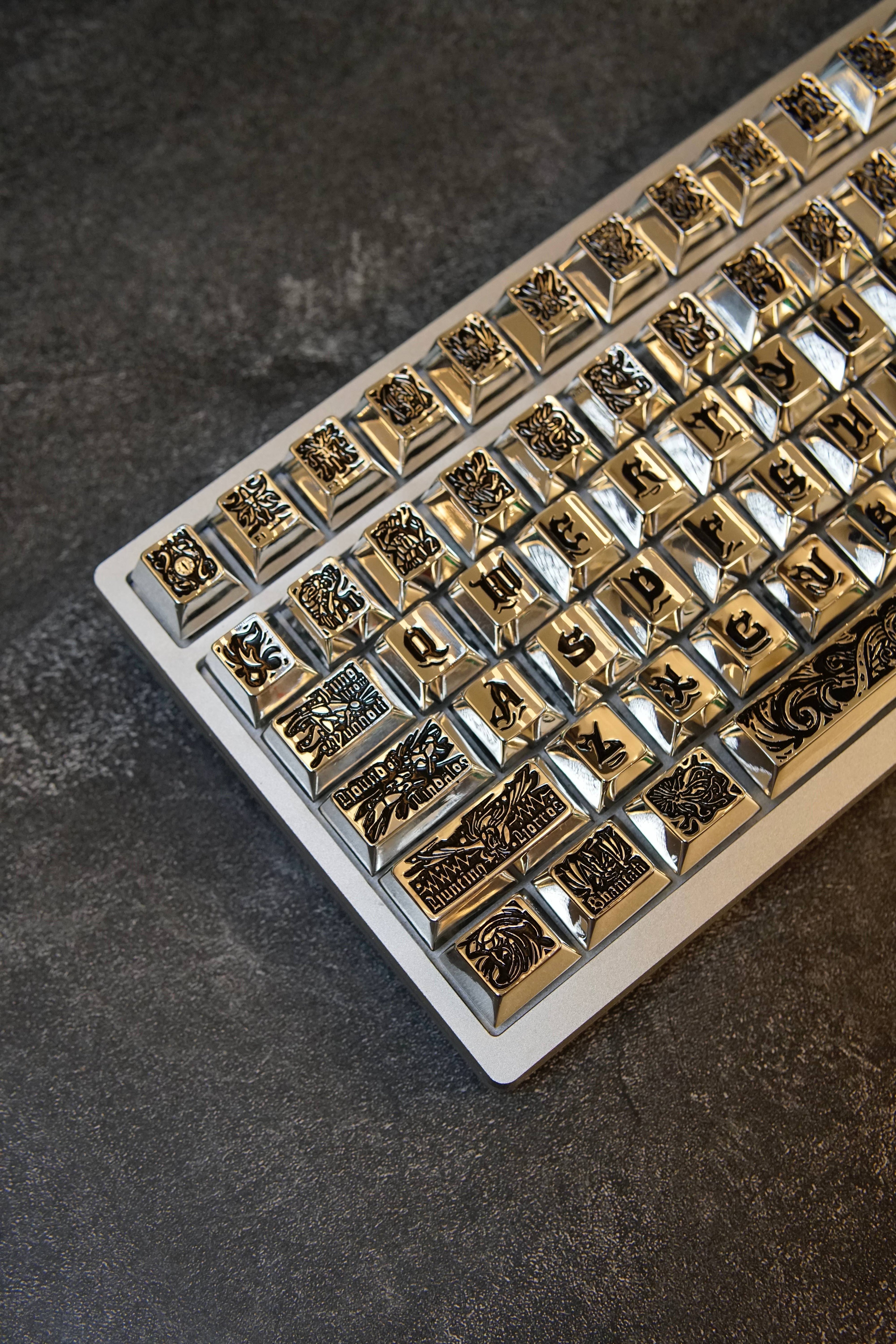 Ancient God theme, metal keycap set, peripheral personalized keycap set(Silver version)