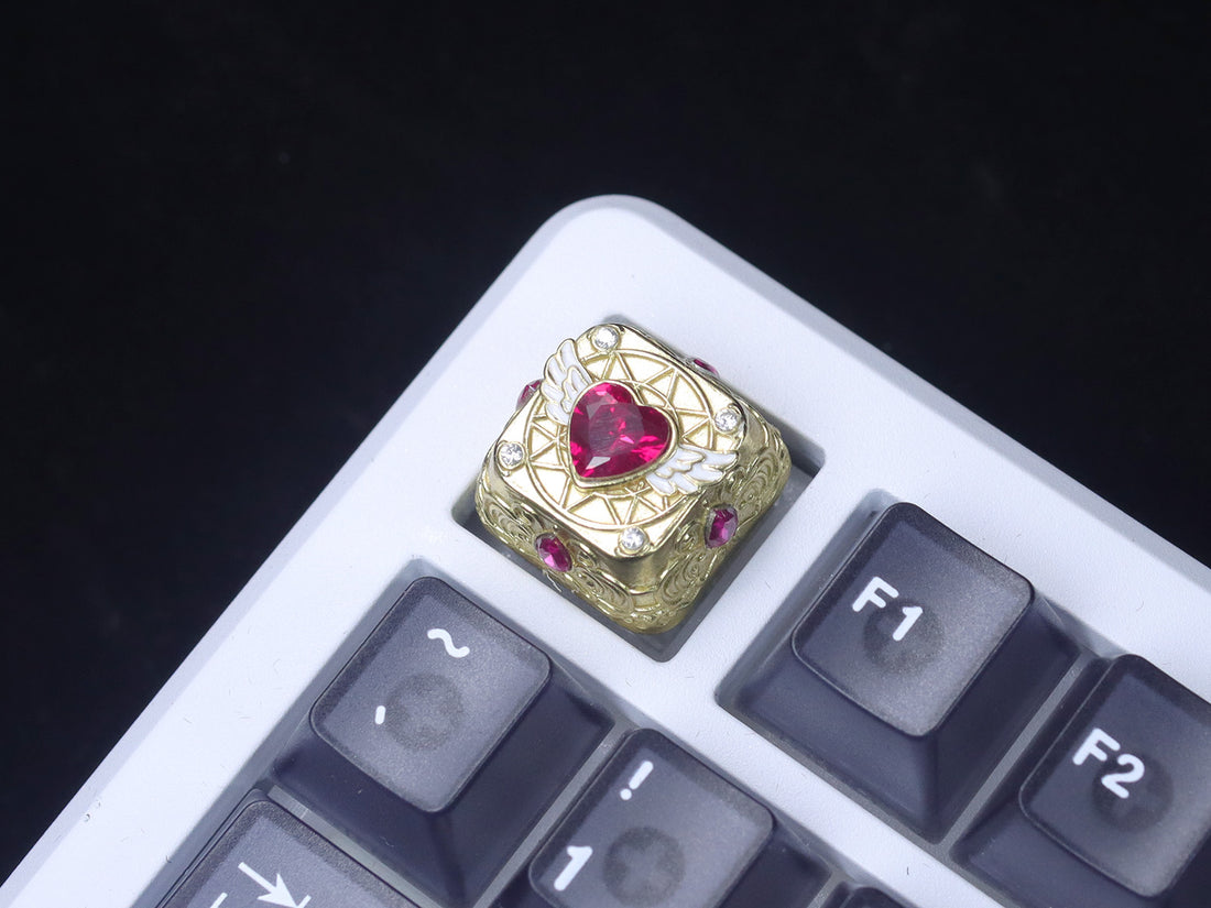 Card Captor Sakura, metal gemstone personalized keycaps, metal magic patterned keyboard decorative keycaps