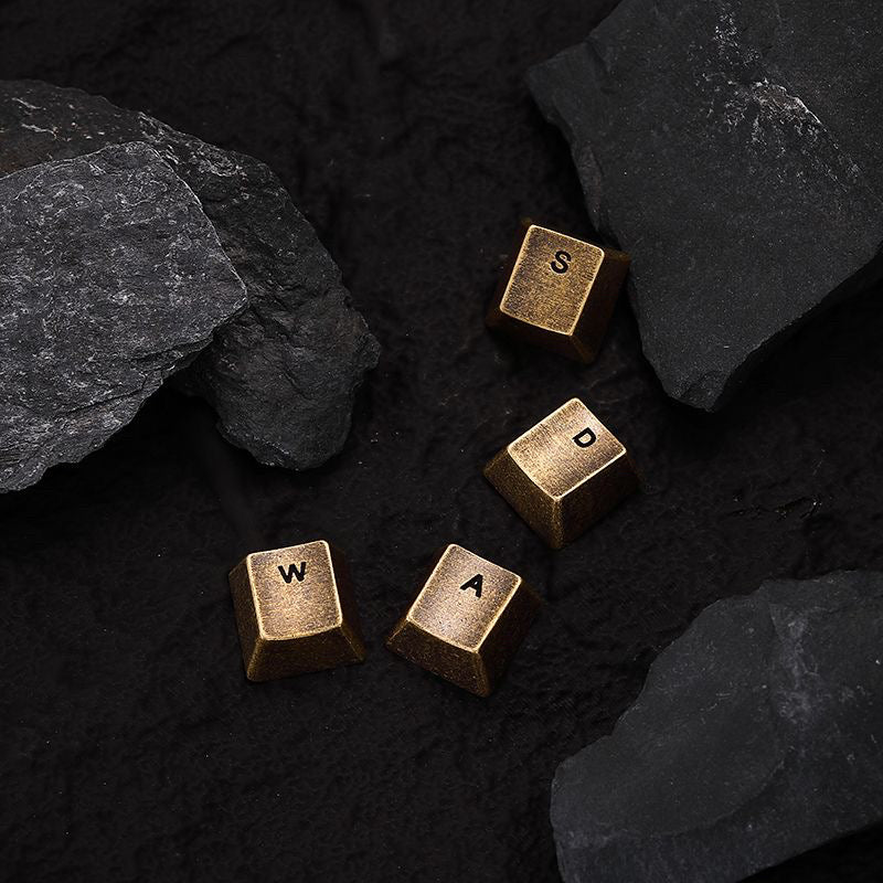 Wasd key position pure copper personalized engraved keycaps mechanical keyboard OEM height metal material decorative keycaps