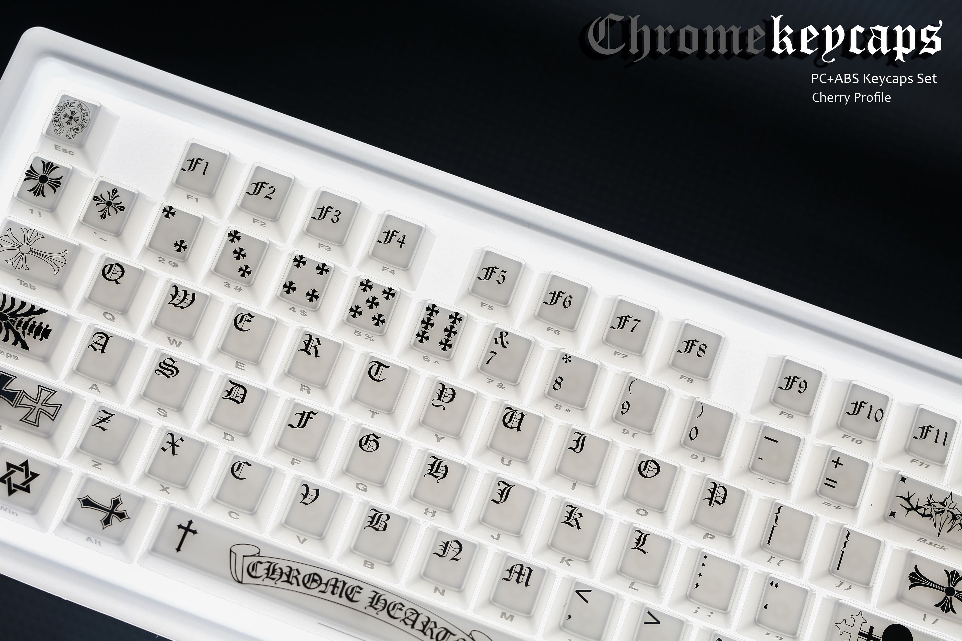 Chrome Hearts Crystal Jelly Keycaps, PC High Transparency Keycaps Transparent Theme Mechanical Keyboard Specific Keycaps, Fashion Trend Personalized Keycap Set