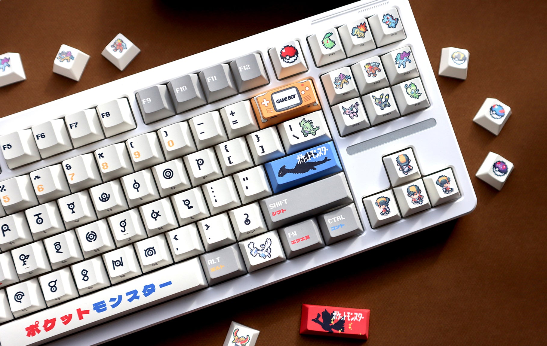 Pok é mon Theme Set Personalized Keycaps, Cute Pixel Style Mechanical Keyboard Cap PBT Five sided Heat Sublimation Original Factory Height