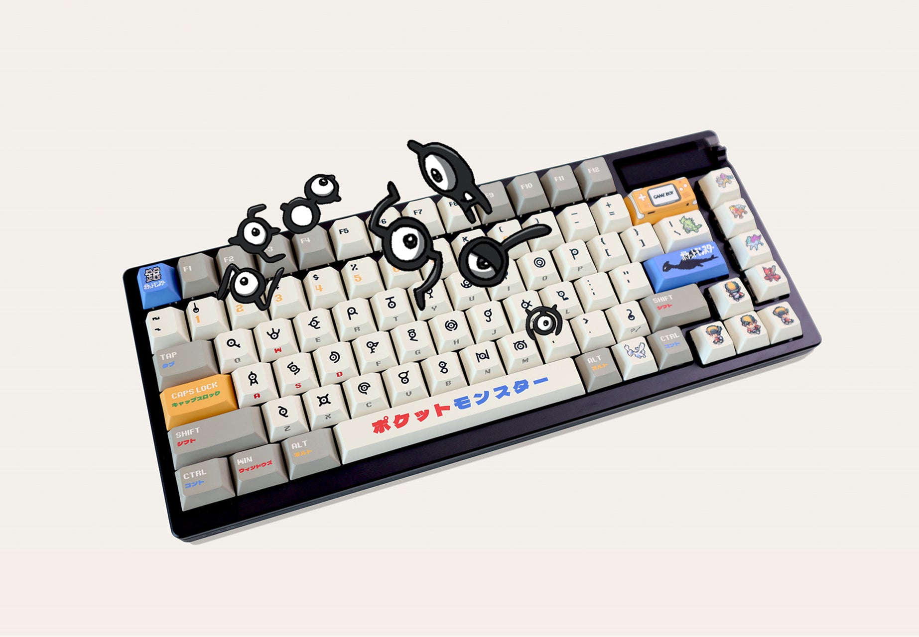 Pok é mon Gold and Silver, Unknown Totem Pok é mon Keycaps Pixel Wind Mechanical Keycaps Five sided Thermal Sublimation PBT Original Factory Height Set Keycaps