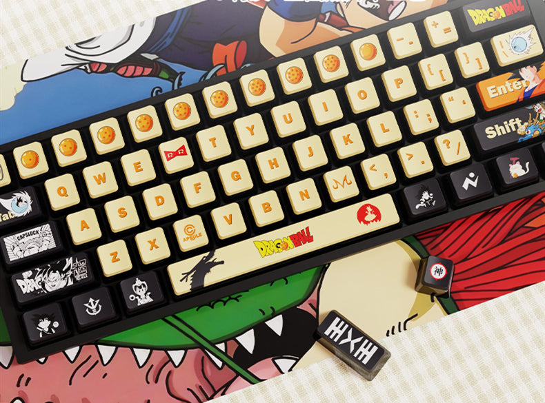 Dragon Ball themed four sided translucent pudding keycaps OEM height PBT sublimation anime themed custom keycaps