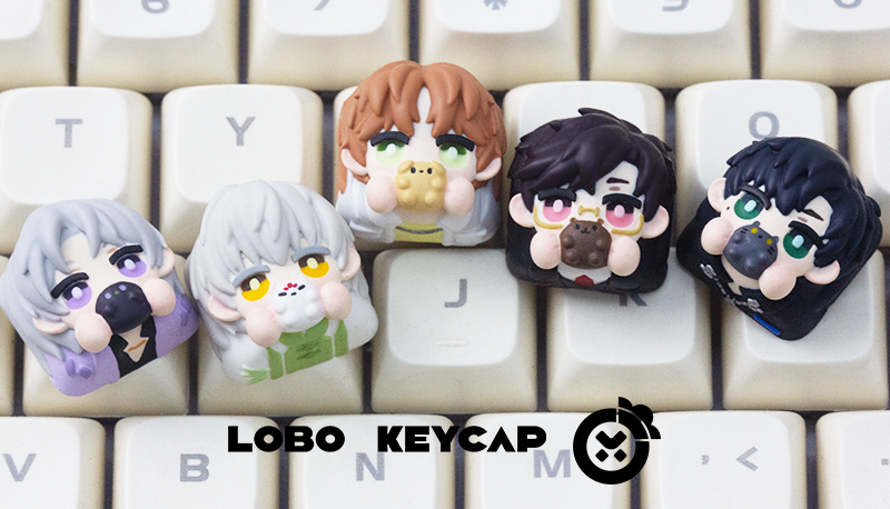 Light and Night, Multi colored resin molded personalized keycaps, resin decorated keycaps.