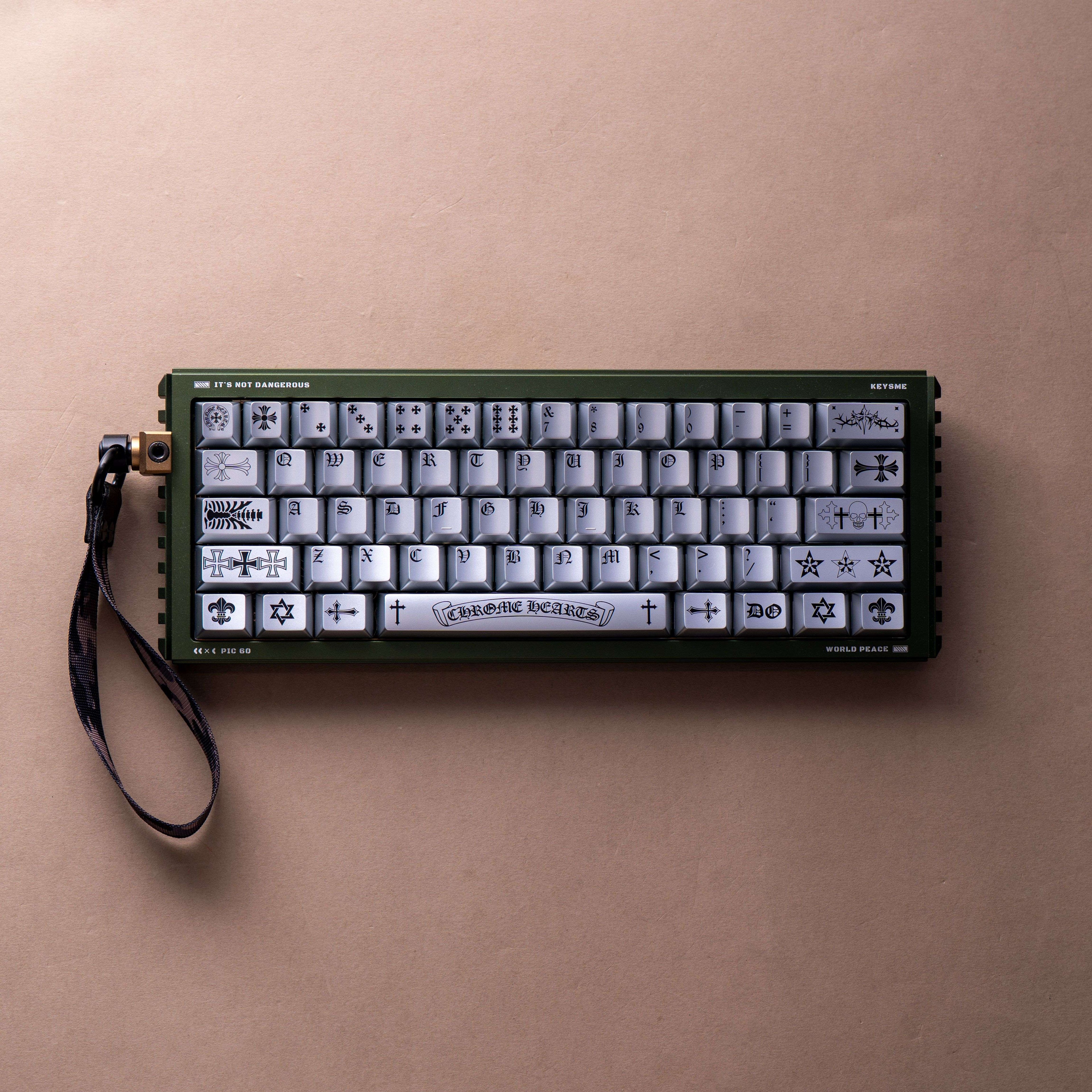 Chrome Hearts Crystal Jelly Keycaps, PC High Transparency Keycaps Transparent Theme Mechanical Keyboard Specific Keycaps, Fashion Trend Personalized Keycap Set