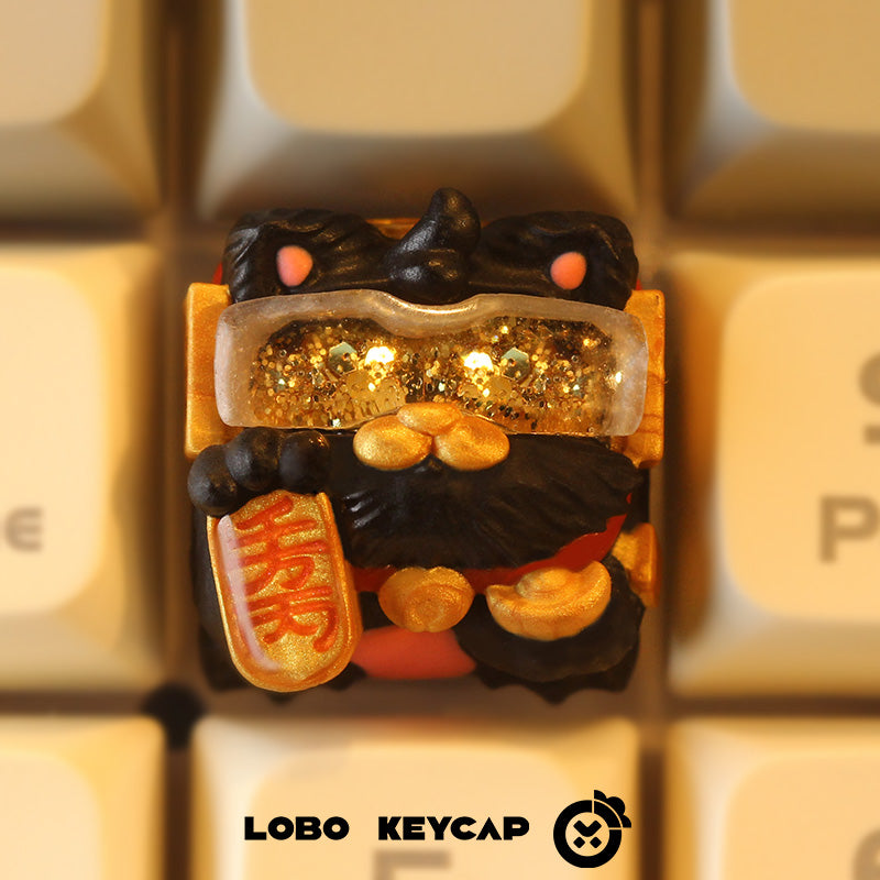 Lucky Cat, Multi colored resin one-piece molded personalized keycaps, handmade art keycaps, creative keycaps
