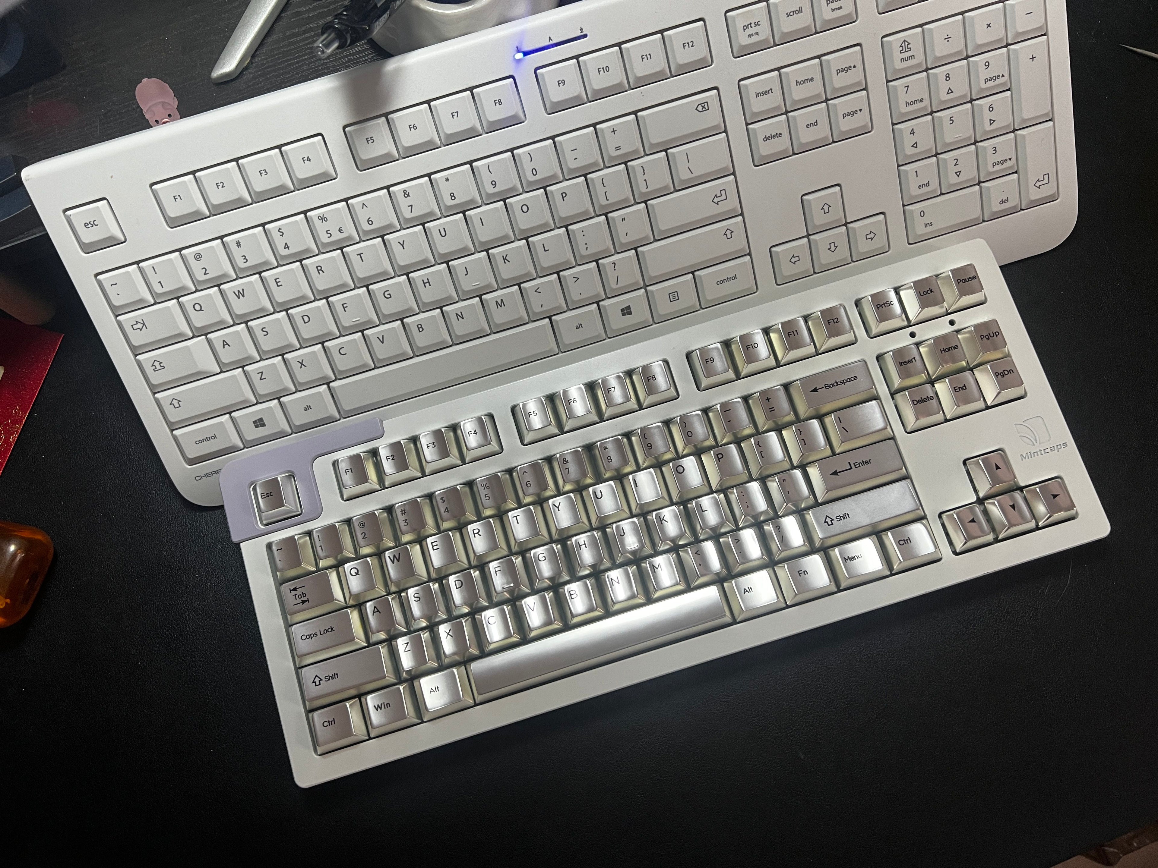 Matte silver white minimalist set factory height full set of metal keycaps