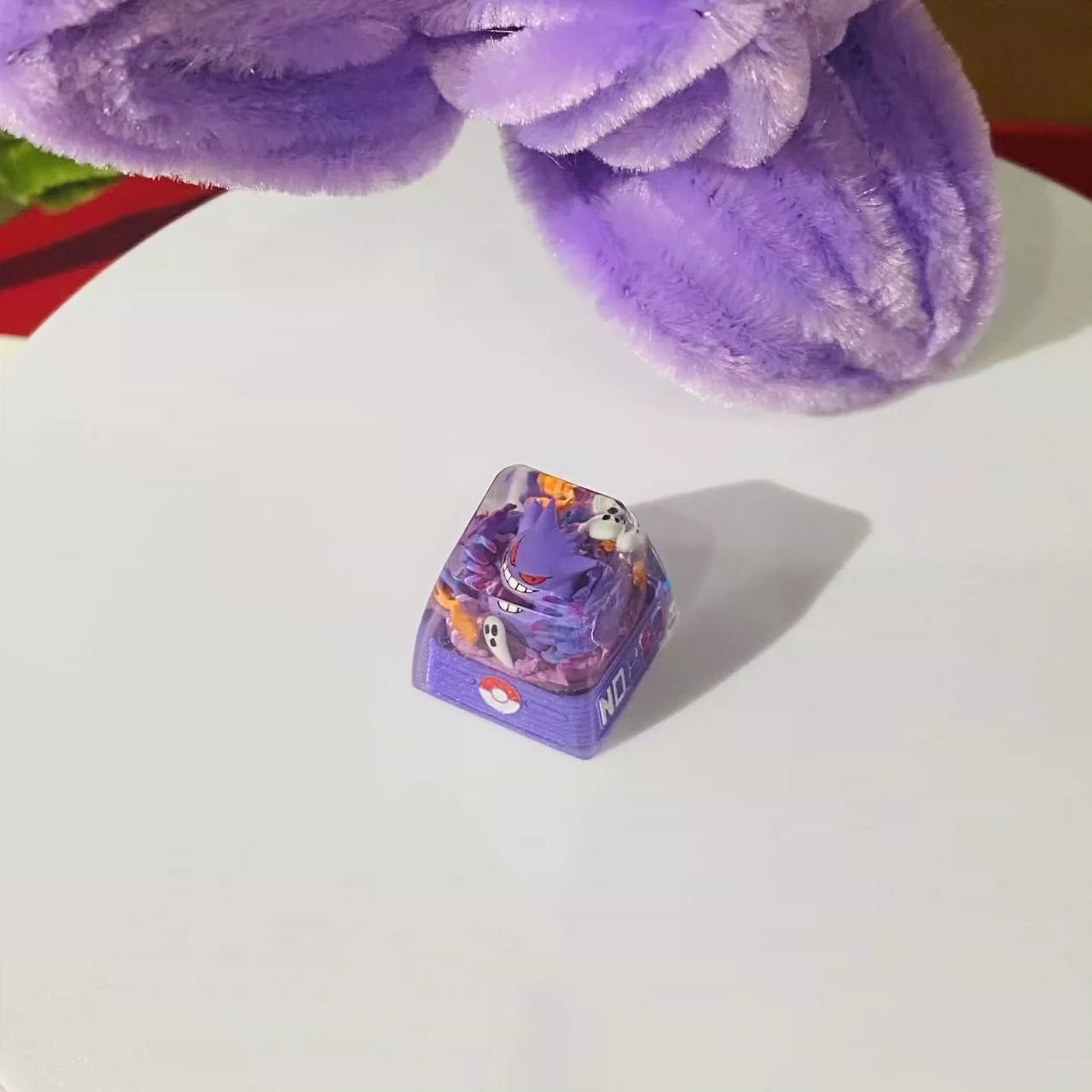 Crystal drops of glue, 1U Ghost gengar. Resin craftsman keycaps, multi-color resin decorative keycaps, anime and game character peripheral keycap products