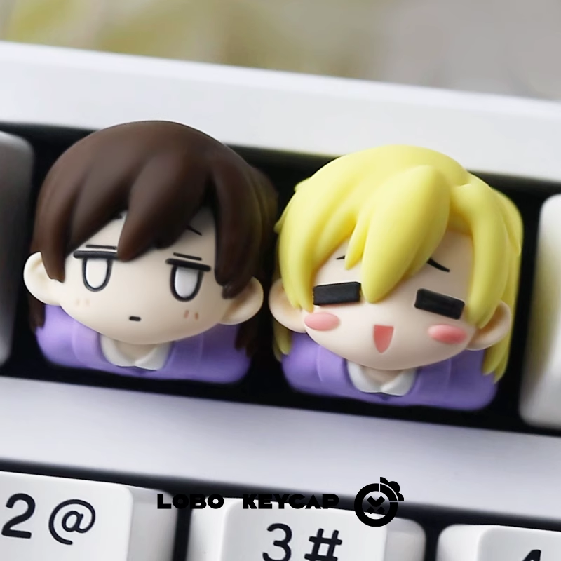Oran High School Host Club , Multi colored resin molded personalized keycaps, resin decorative keycaps around anime and game characters