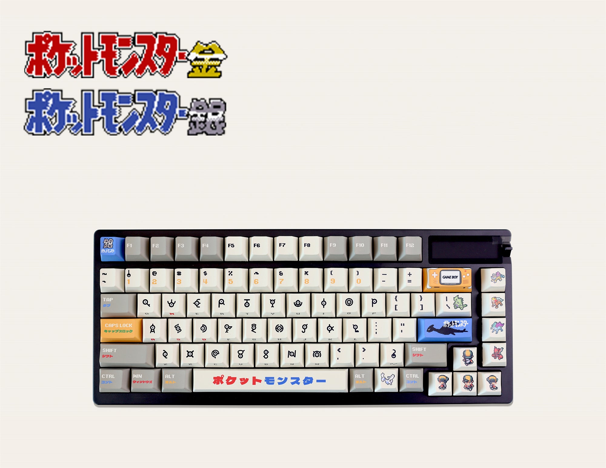 Pok é mon Gold and Silver, Unknown Totem Pok é mon Keycaps Pixel Wind Mechanical Keycaps Five sided Thermal Sublimation PBT Original Factory Height Set Keycaps