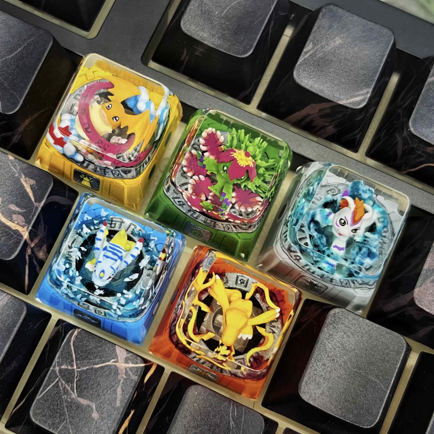 DigimonAdventure, Crystal drops of glue personalized keycaps, anime art keycaps, keyboard decorative keycaps