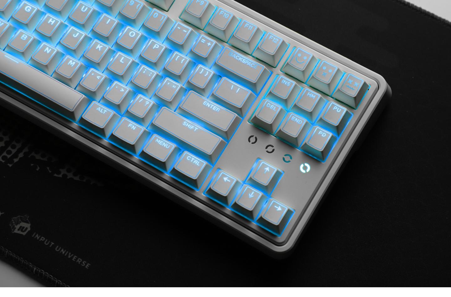 Light edge, keycap square ring+positive engraving translucent white PBT dual color customized factory height set keycap