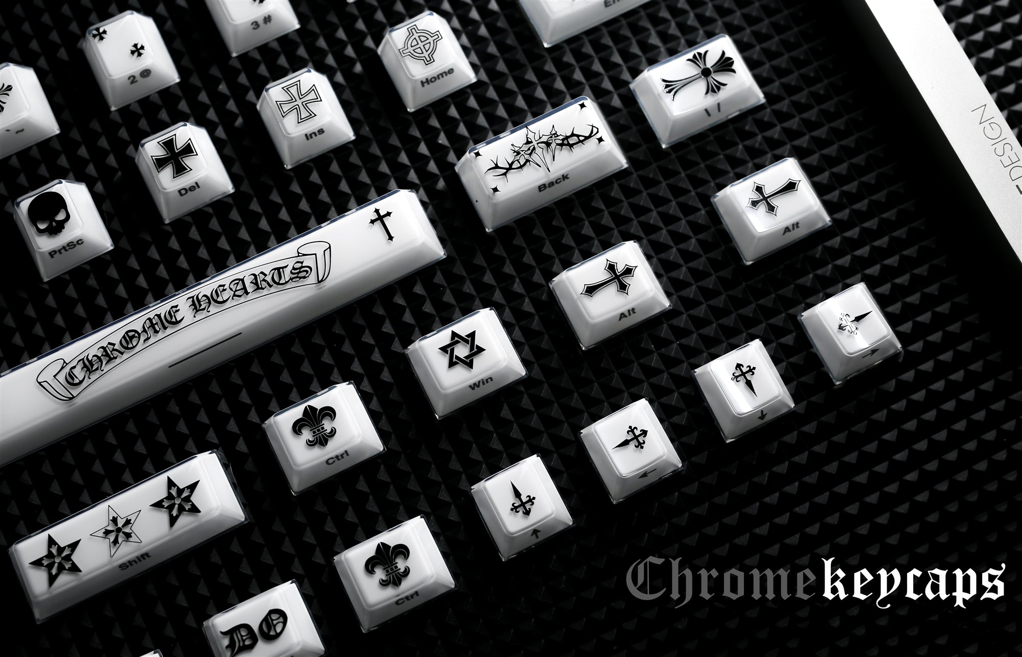 Chrome Hearts Crystal Jelly Keycaps, PC High Transparency Keycaps Transparent Theme Mechanical Keyboard Specific Keycaps, Fashion Trend Personalized Keycap Set