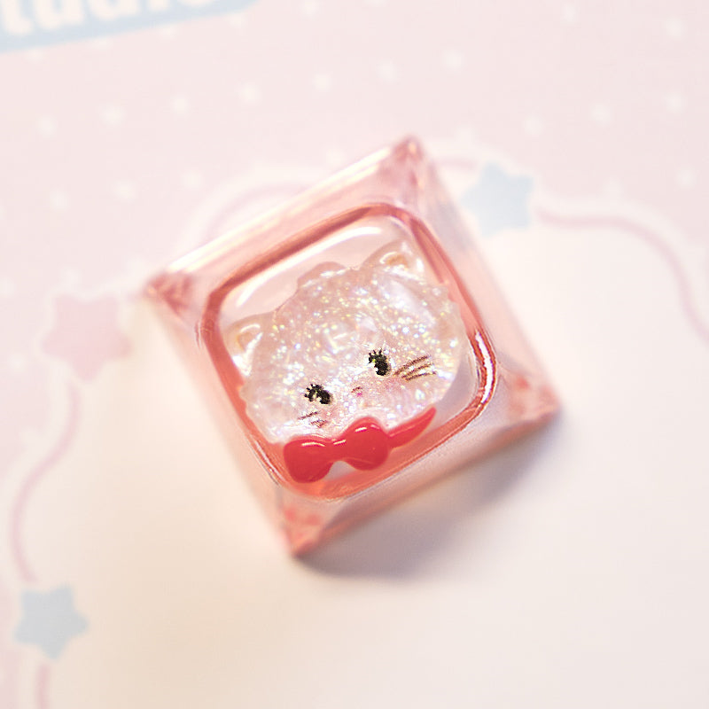 Mikko Transparent Keycaps Customized Fine Sparkling Pink Personalized Keycaps, Cute Pink Keyboard Decorative Keycaps