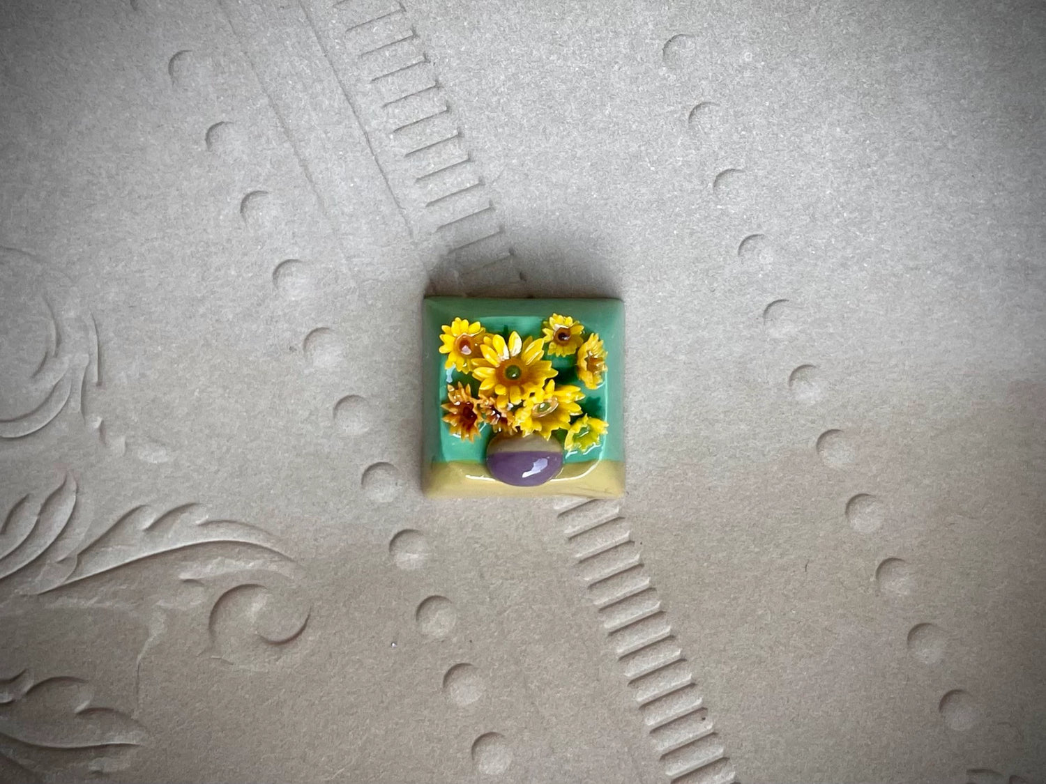 Vincent Willem van Gogh Sunflower, handmade, sticky resin keycaps, original personalized keycaps