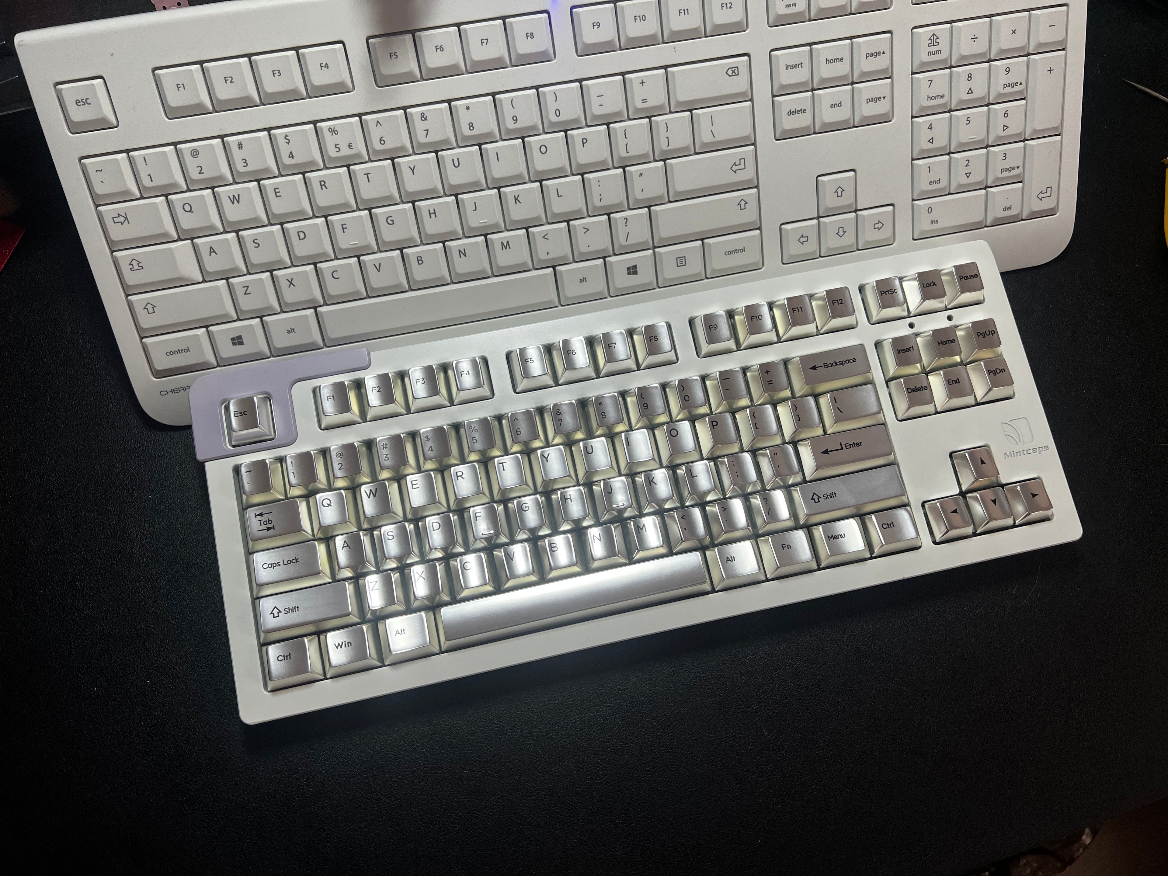 Matte silver white minimalist set factory height full set of metal keycaps