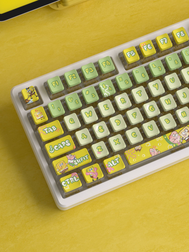 SpongeBob SquarePants Four sided Transparent PBT Thermal Sublimation Transparent Transparent Keycaps Customized OEM Height Keycaps