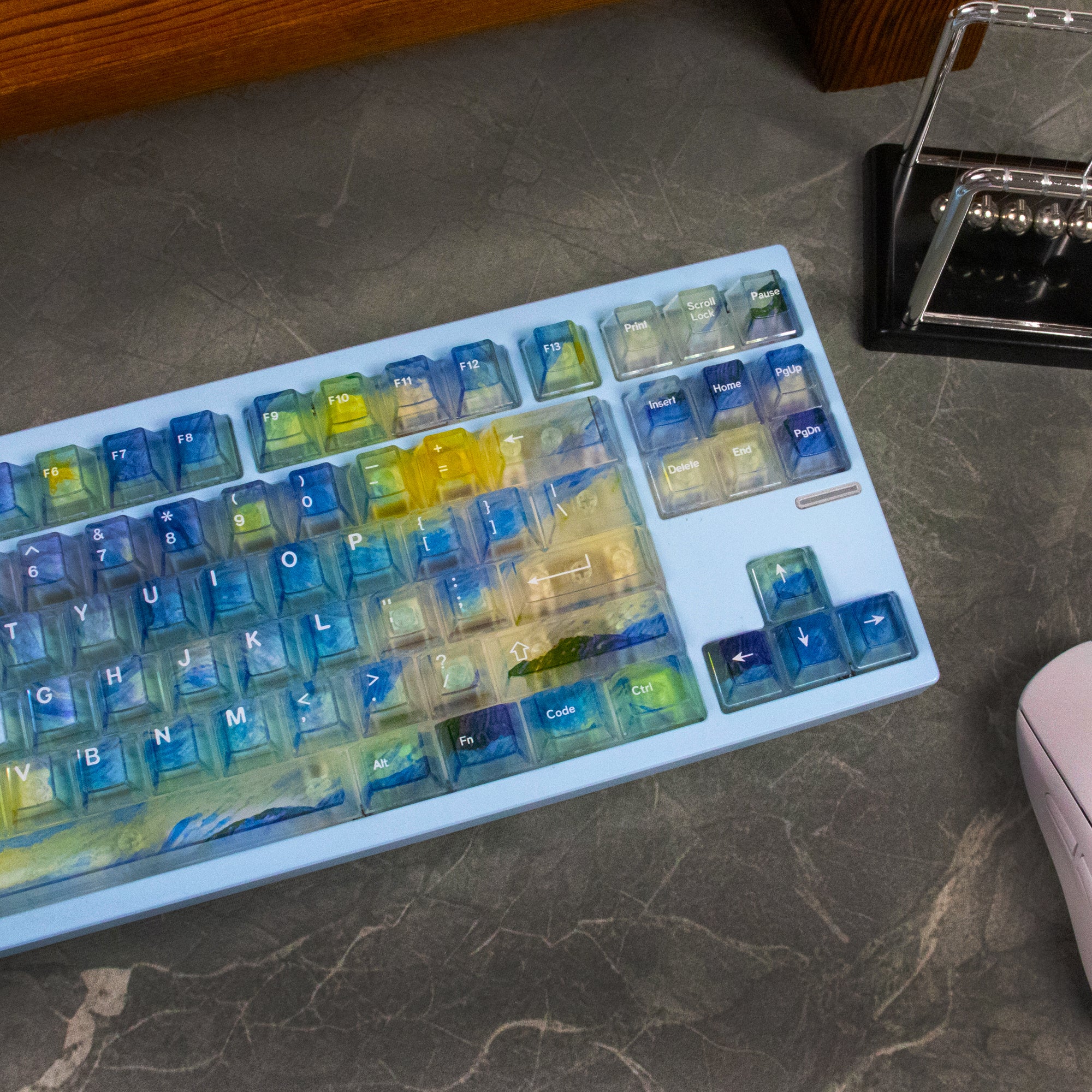 Gradient transparent PC material fog transparent keyboard keycaps customized ai3D technology factory height