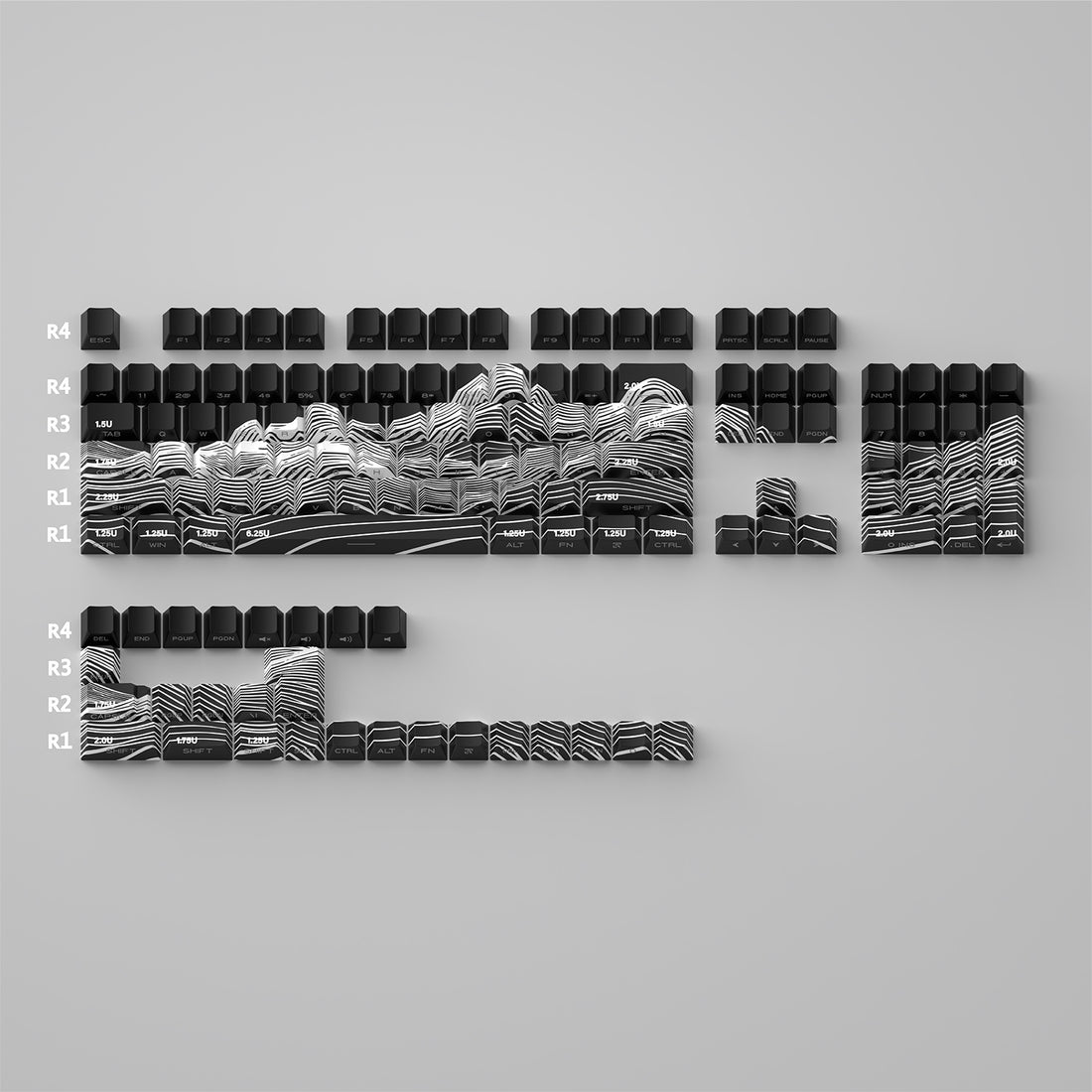High mountain line keycaps, original factory height side engraved translucent keycaps, PBT side translucent personalized keycaps set