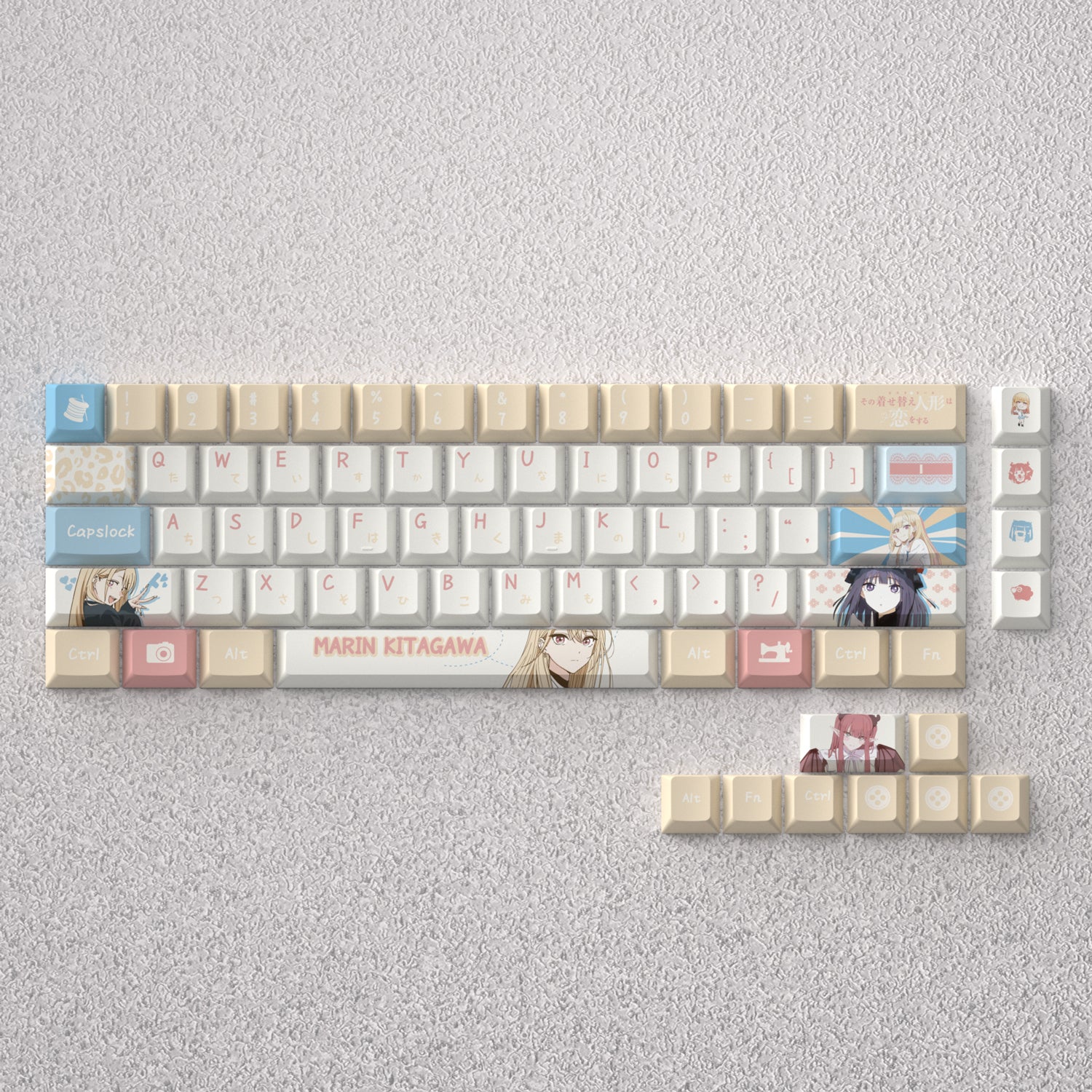 My Dress Up Darling Theme Keycaps, Kitagawa Marin Anime Game Creative Personalized Keycap Set PBT Material Original Factory Height Sublimation Printing