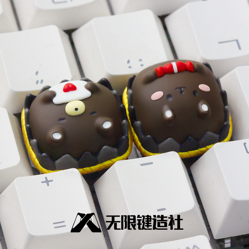 Chocolate Bear, Cute Resin Artisankeycaps Original Personalized Custom Resin Mechanical Keyboard Keycaps