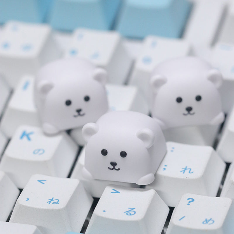 Minimalist style, Joke Bear, Multi colored resin molded personalized keycaps, resin handmade creative keycaps