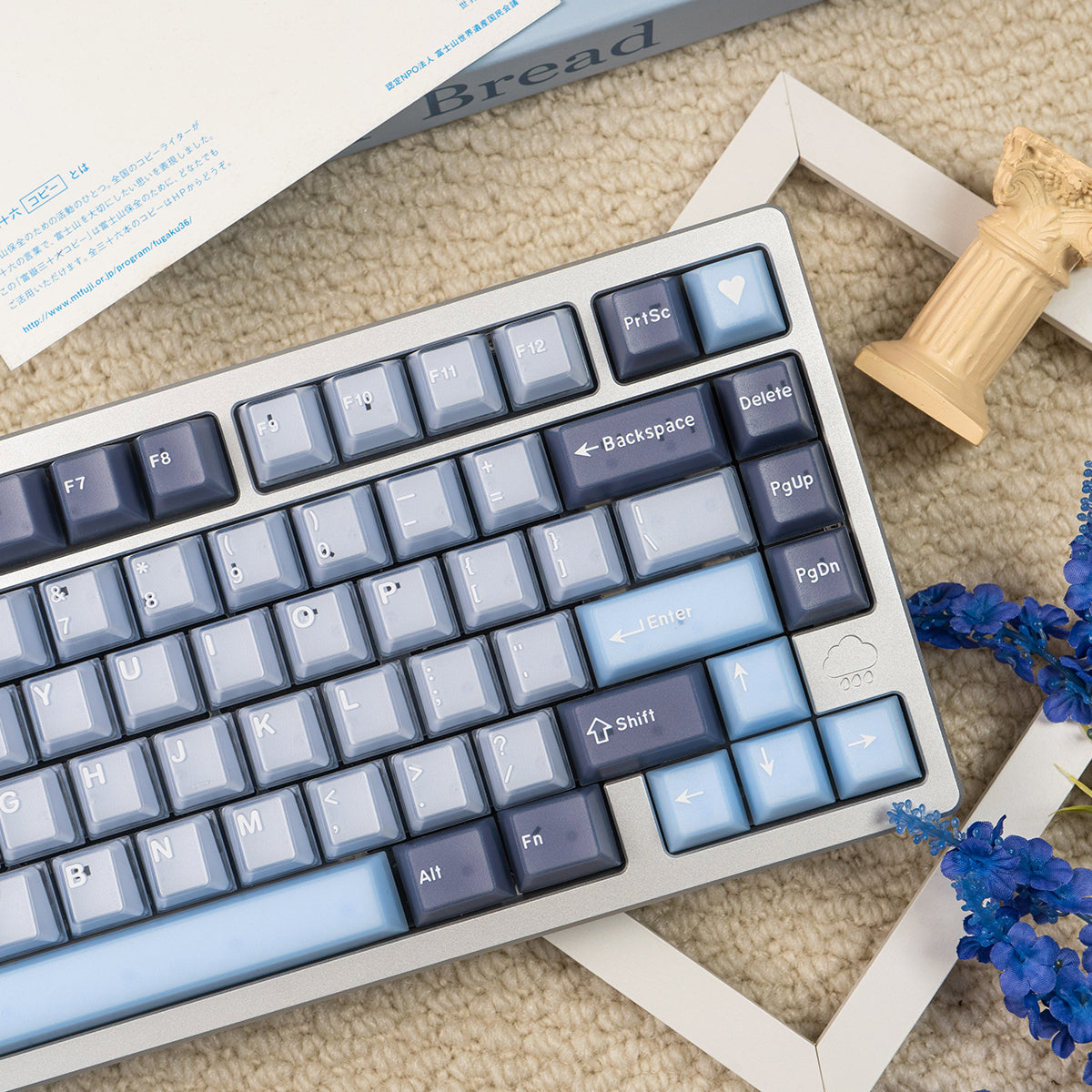 Blue coconut bubble semi transparent mechanical keyboard keycap complete set PBT+PC transparent factory height