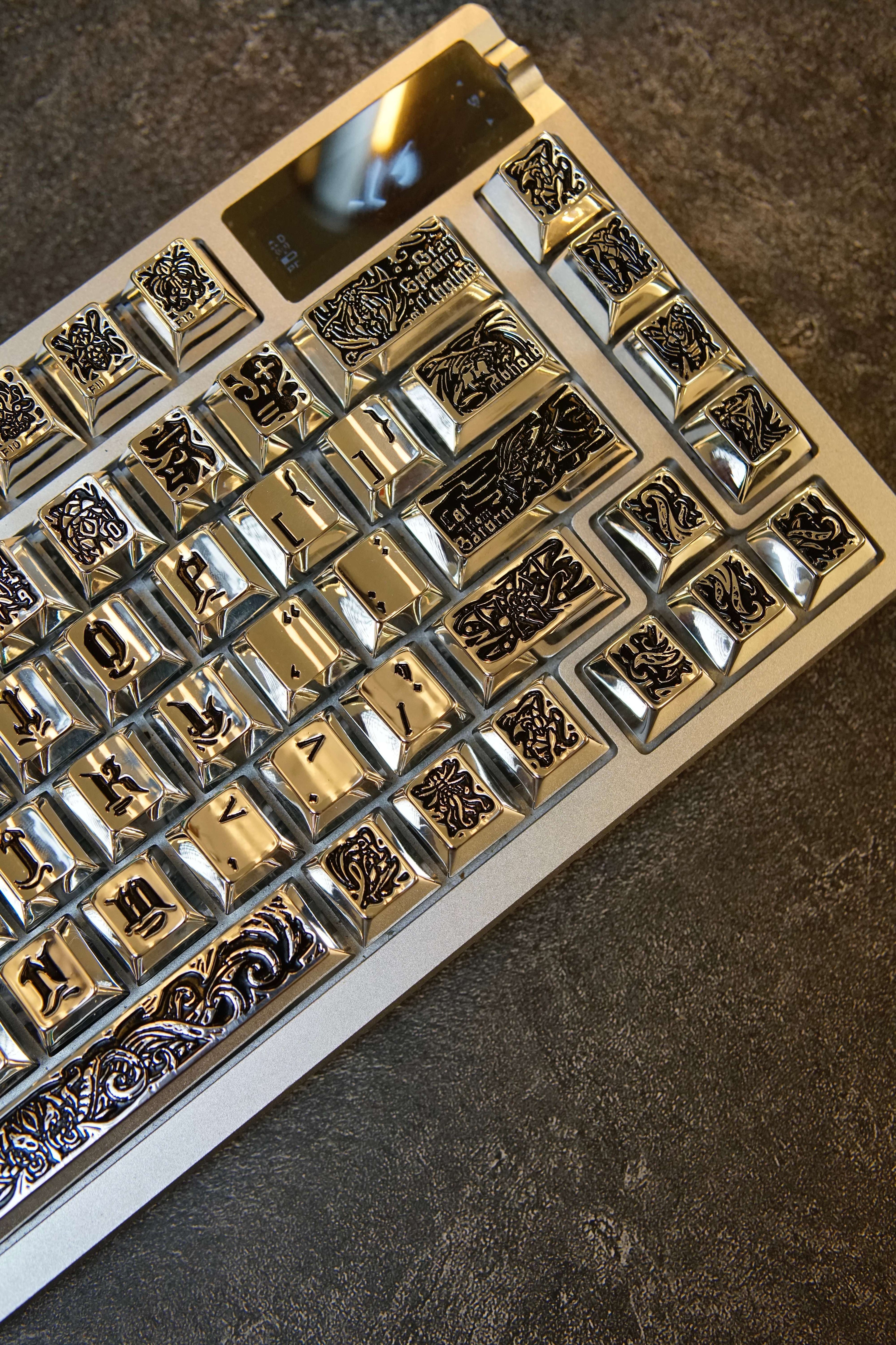 Ancient God theme, metal keycap set, peripheral personalized keycap set(Silver version)