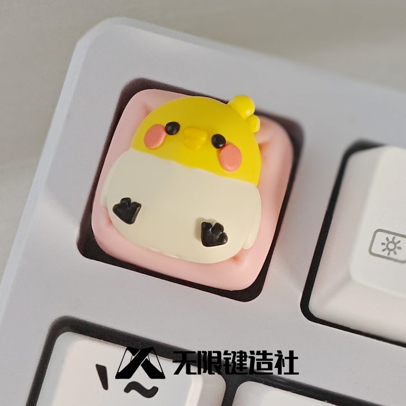 The cute parrot lying in bed with translucent keycaps, personalized resin mechanical keyboard keycaps, handmade craftsman keycaps