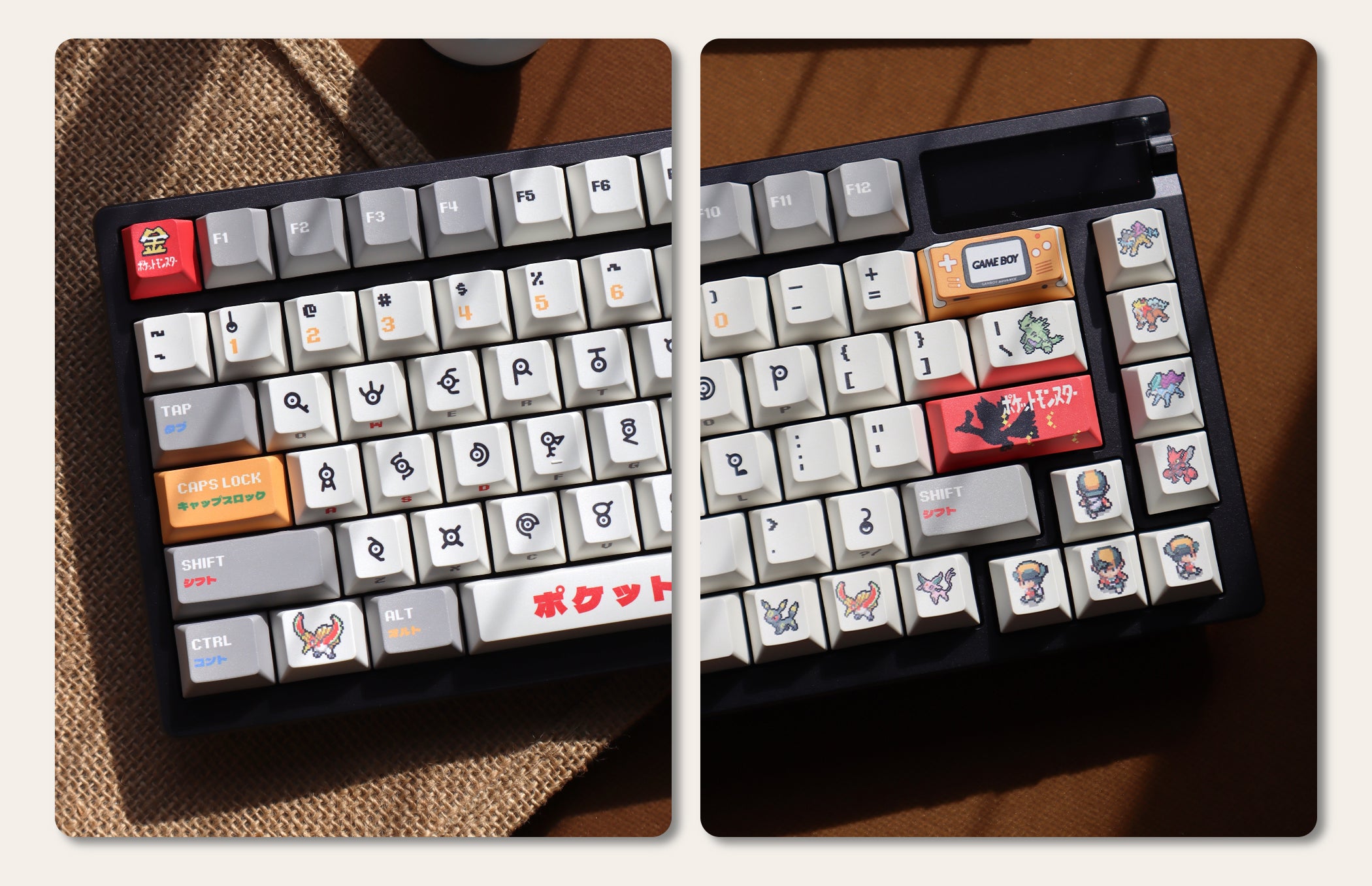 Pok é mon Gold and Silver, Unknown Totem Pok é mon Keycaps Pixel Wind Mechanical Keycaps Five sided Thermal Sublimation PBT Original Factory Height Set Keycaps