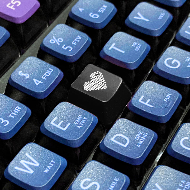 Transparent pixel heart, ABS plastic material, multiple key positions, personalized keycaps