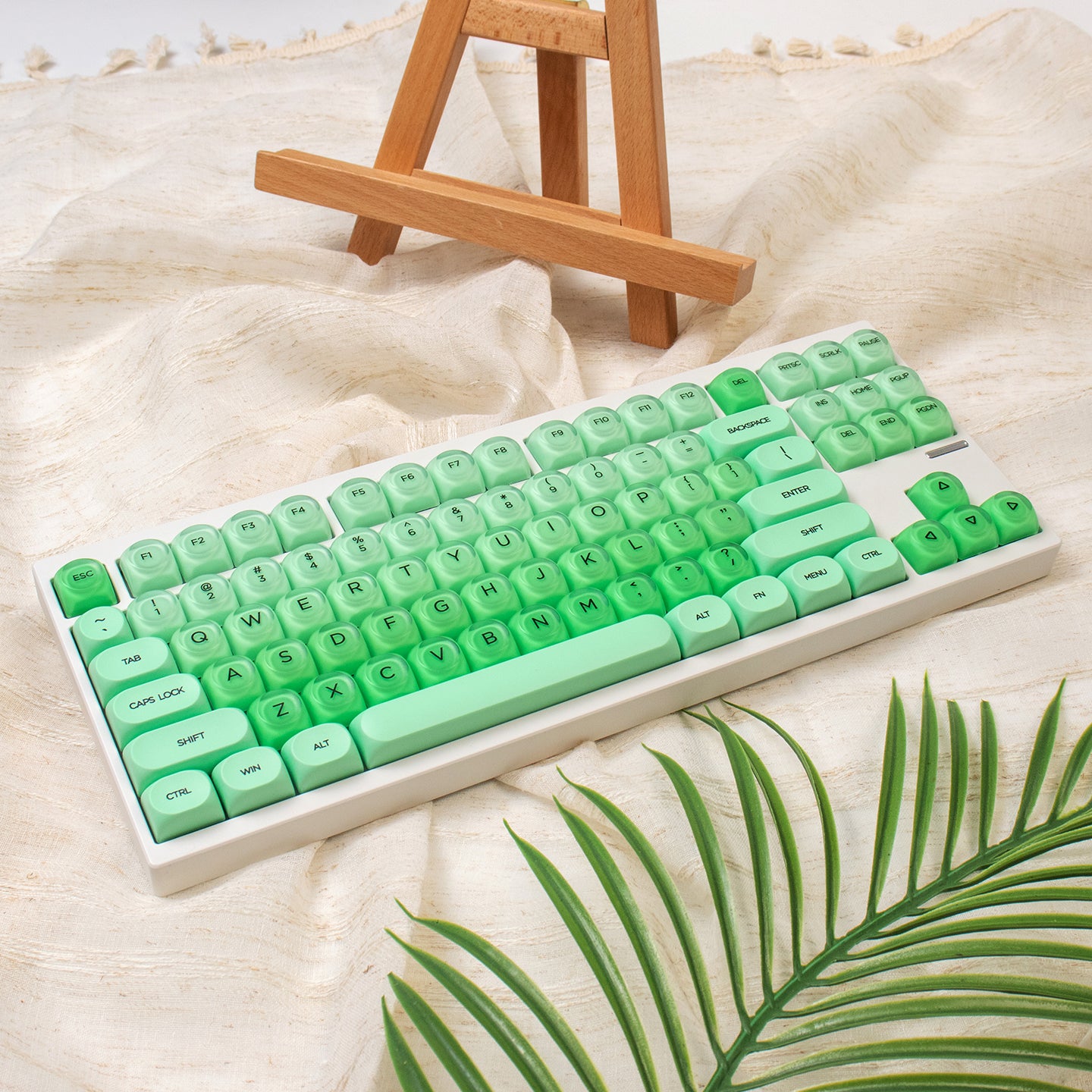 MOA High Green Jelly Cloud Gradient Keycap PBT+PC Cute Spherical Keycap Set