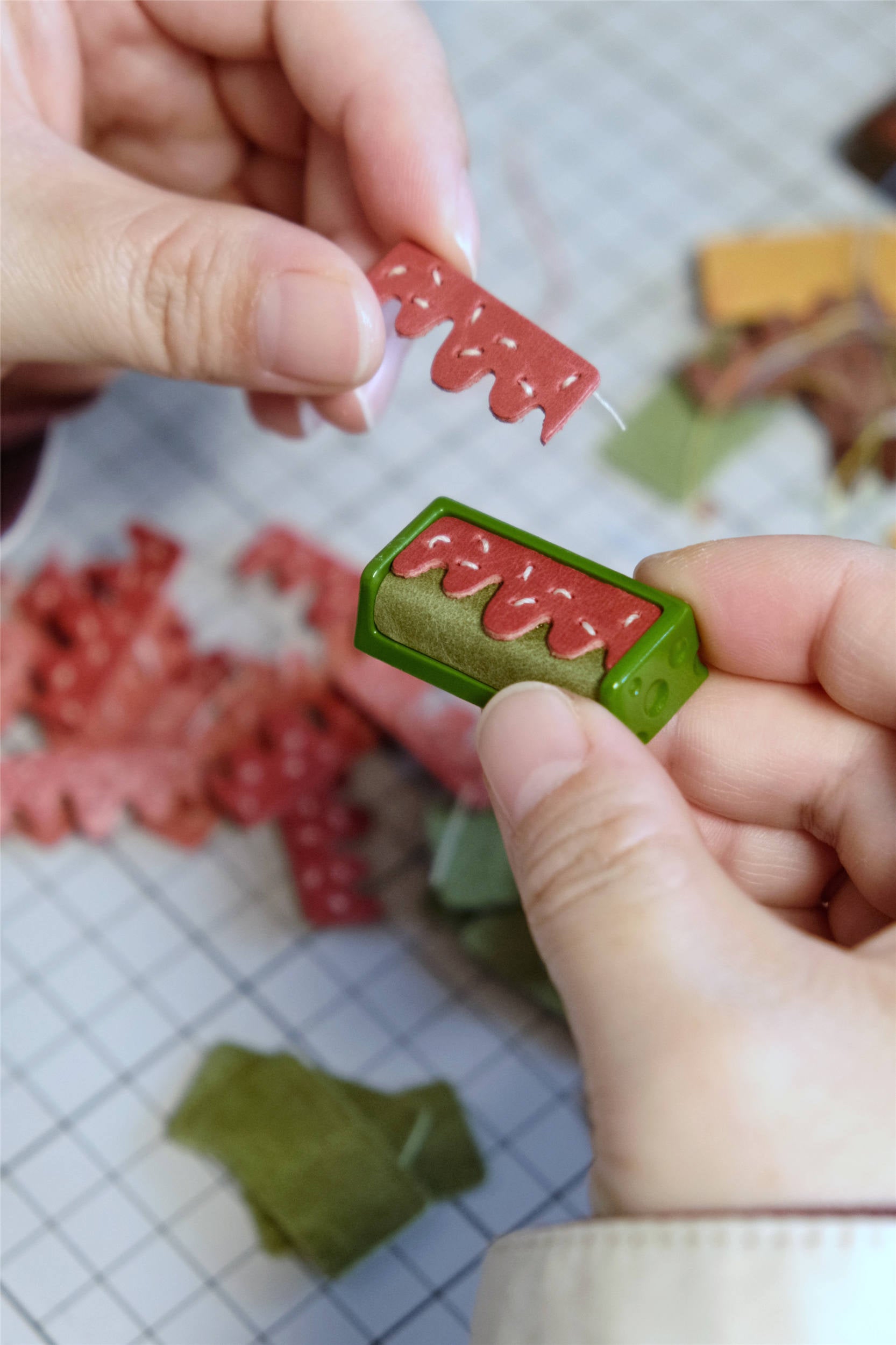 Delicious cake, 2U leather+resin personalized keycaps, mechanical keyboard decorative keycaps, food art creative keycaps