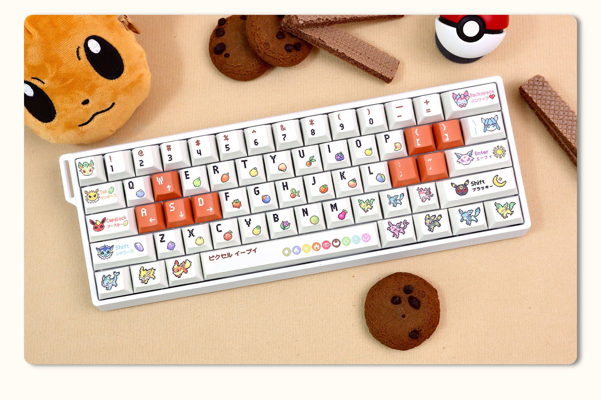 Pok é mon Theme Set Personalized Keycaps, Cute Pixel Style Mechanical Keyboard Cap PBT Five sided Heat Sublimation Original Factory Height
