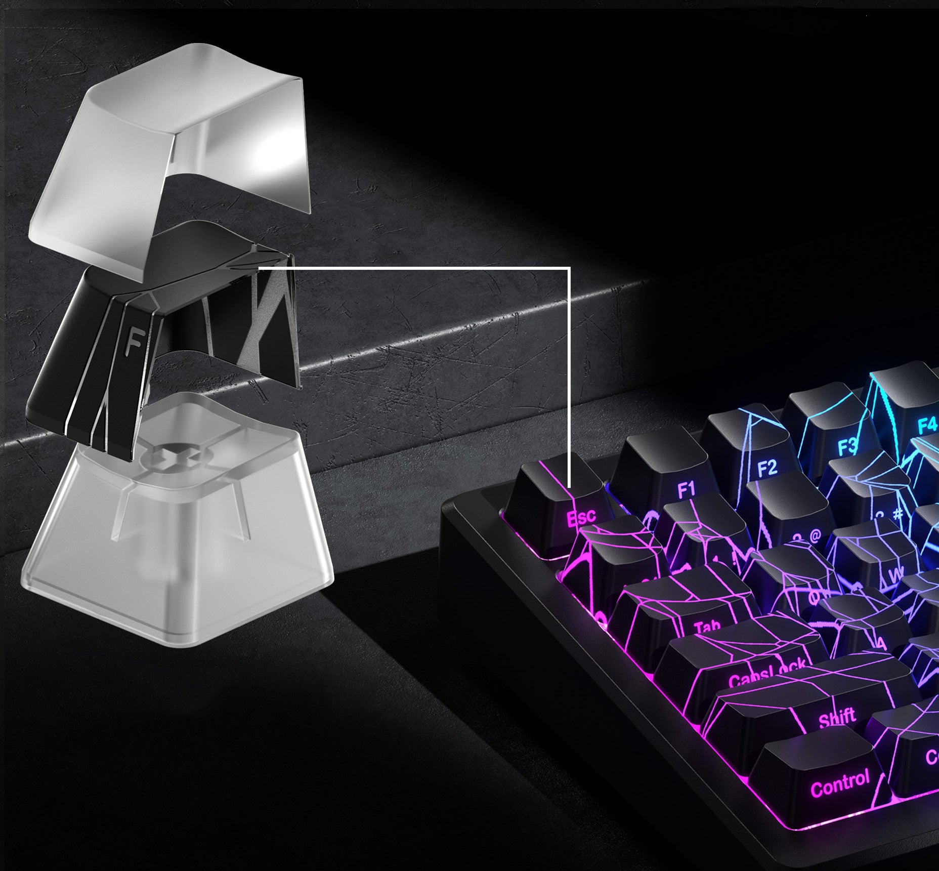 Translucent design spider web keycap side engraving translucent customized keycap IMD process kit keycap